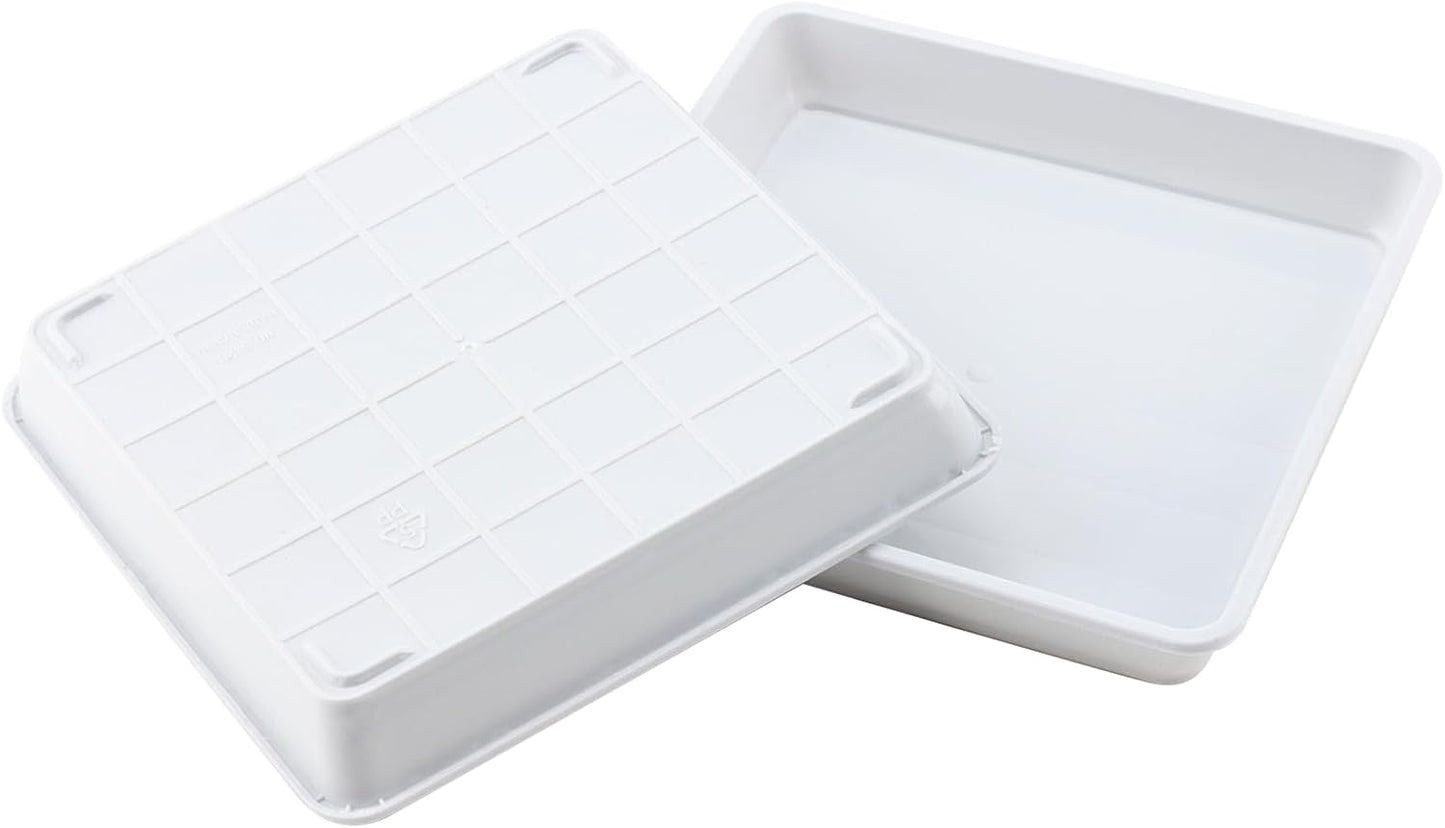 JOIKIT 10 PCS 10 x 10 Inch Square Plant Saucer, Plastic Plant Saucer Drip Tray, Square Flower Pot Tray for Indoors and Outdoor Plant Pots, 1.38 Inch Deep, White