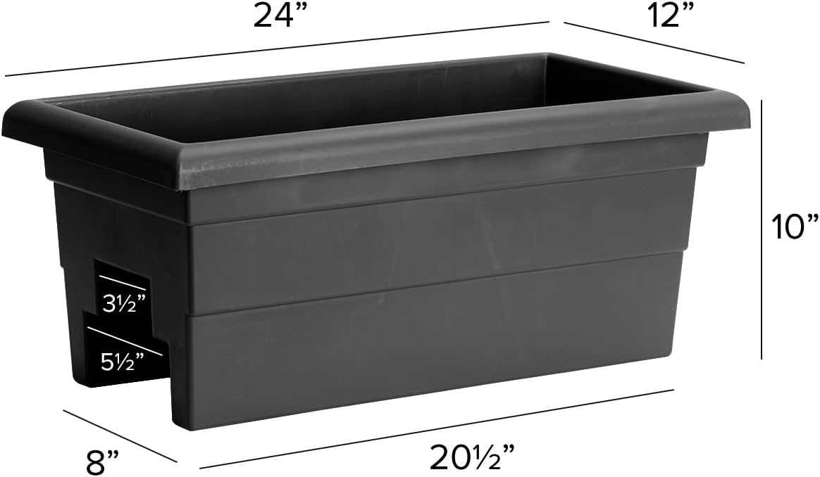 Root & Vessel Countryside Rail Planter, Black, 24"
