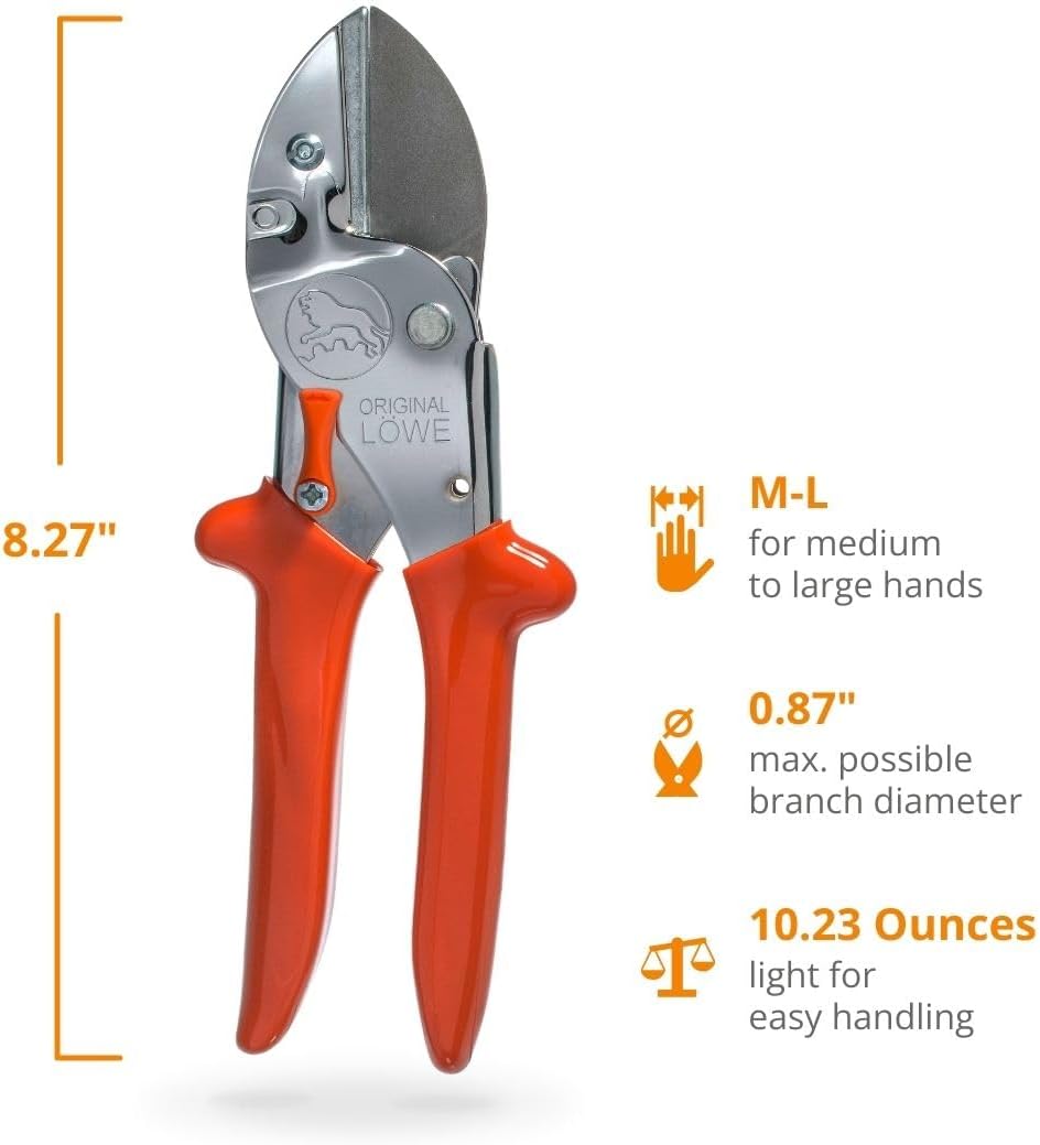 Original LÖWE Professional Anvil Pruner Garden Tools 1.104 | Robust & Sharp Hedge Trimmer | Use As Pruners, Garden Shears, Heavy Duty Handheld, Pruning Shears for Gardening | Made in Germany
