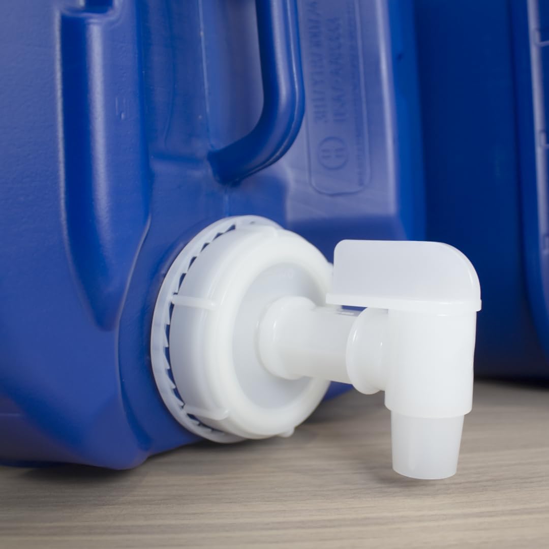 5-Gallon Stackable Water Storage Containers, 5 Gallons Each w/Lids + Spigot, Easy Fill, Survial Supply Emergency Water Storage for Camping and Disaster Preparedness, RV, 20 Gallon (4 Tanks)