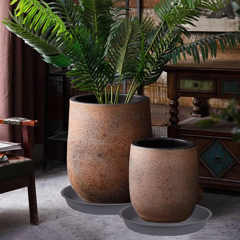 Plant Saucer, 2 Pack Largee Plant Saucer 18 19 inch (19", Cement Gray)