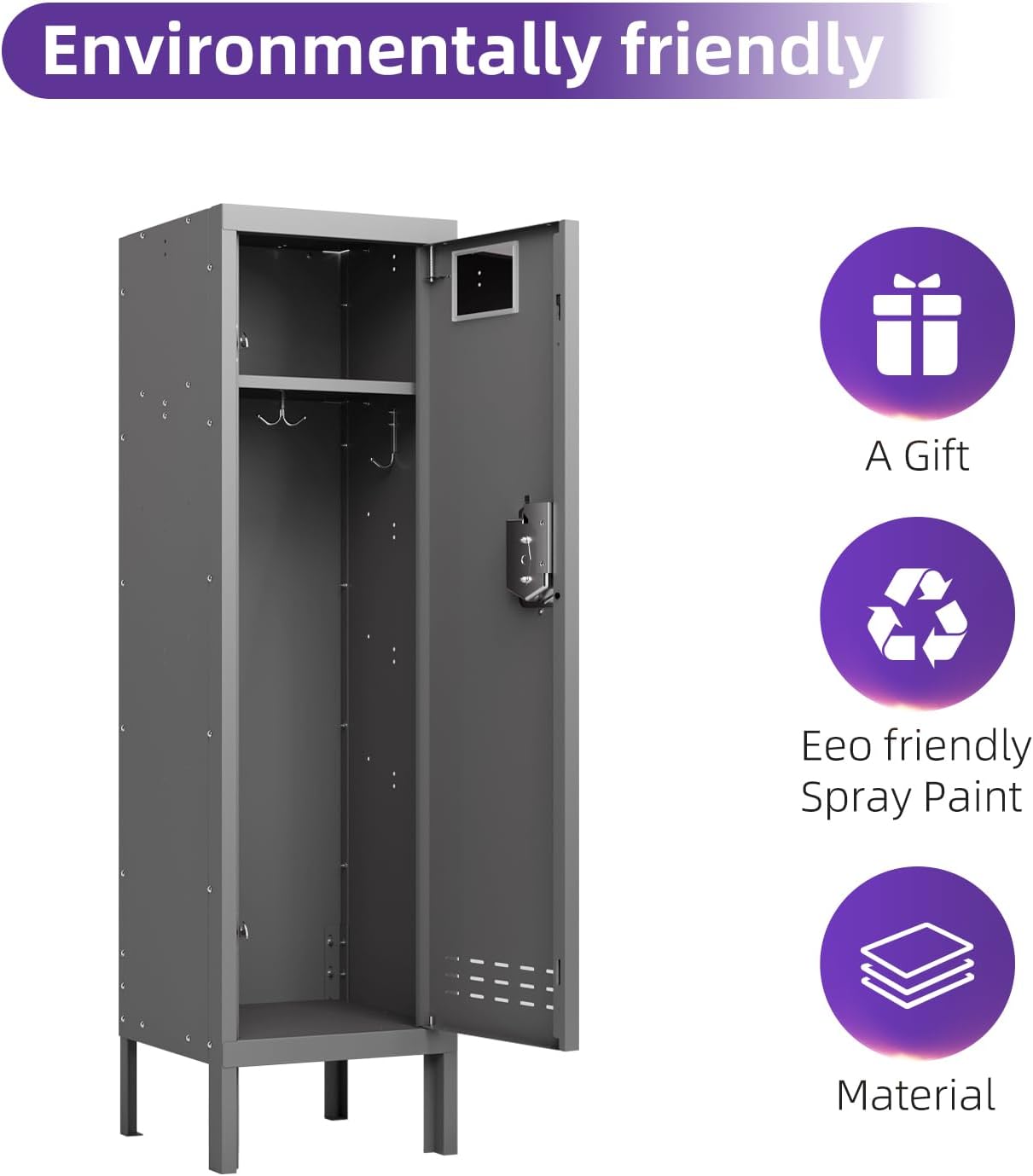 Metal Cabinet Home Office Storage,Lockers,Lockable Employees Metal Locker with Door,54" Height Steel Locker,Lockable Steel Locker for Gym,School,Home,Office,Garage,Assembly Required