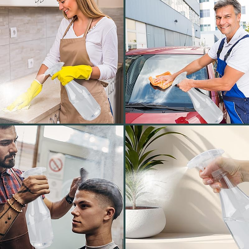 Plastic Spray Bottles Empty Spray Bottle 28.4oz Heavy Duty Spraying Bottles Mist/Stream Water Bottle for Cleaning Solutions, Plants, Pet, Essential Oils, Hair (Clear2)