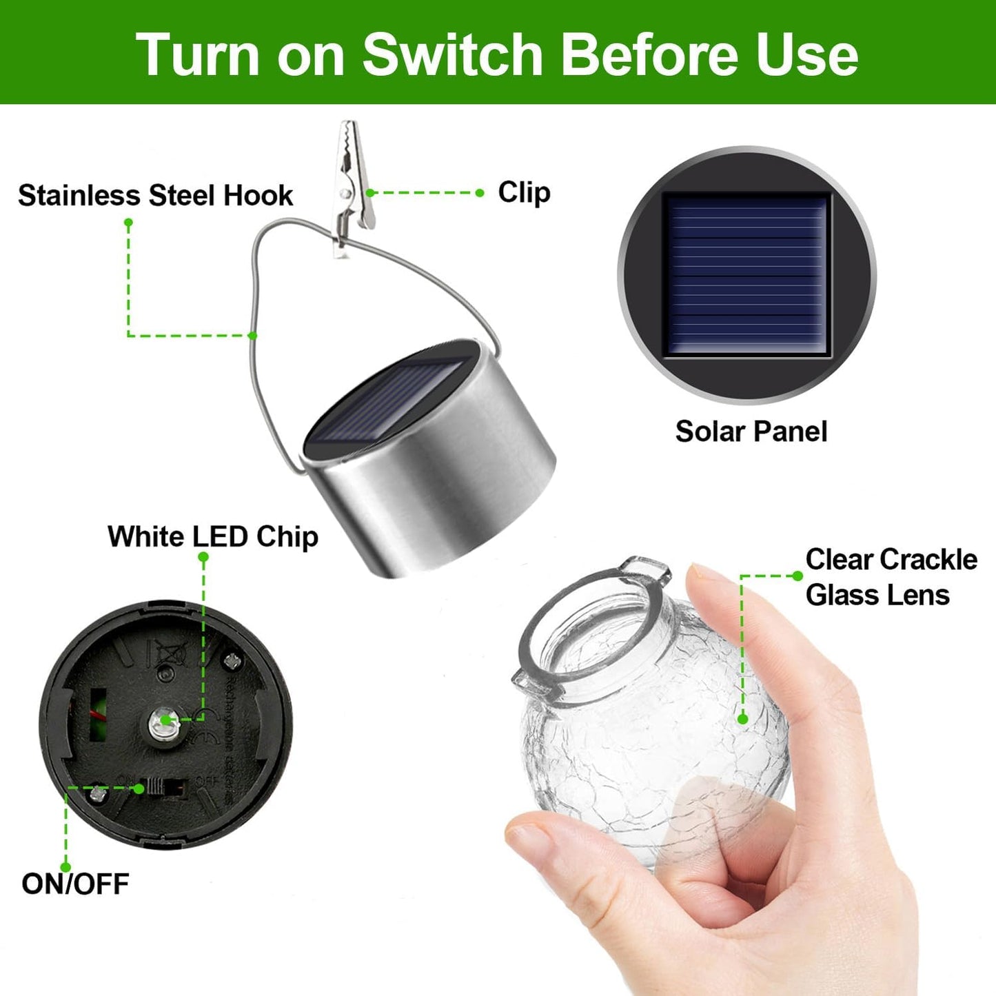 Solar Lights Outdoor Hanging Decorative Globe 24 Pack, Waterproof Solar Lantern with Handle and Clip, Solar Powered Glass Ball Lights for Garden Yard Fence Tree Umbrella Holiday Décor, Warm White