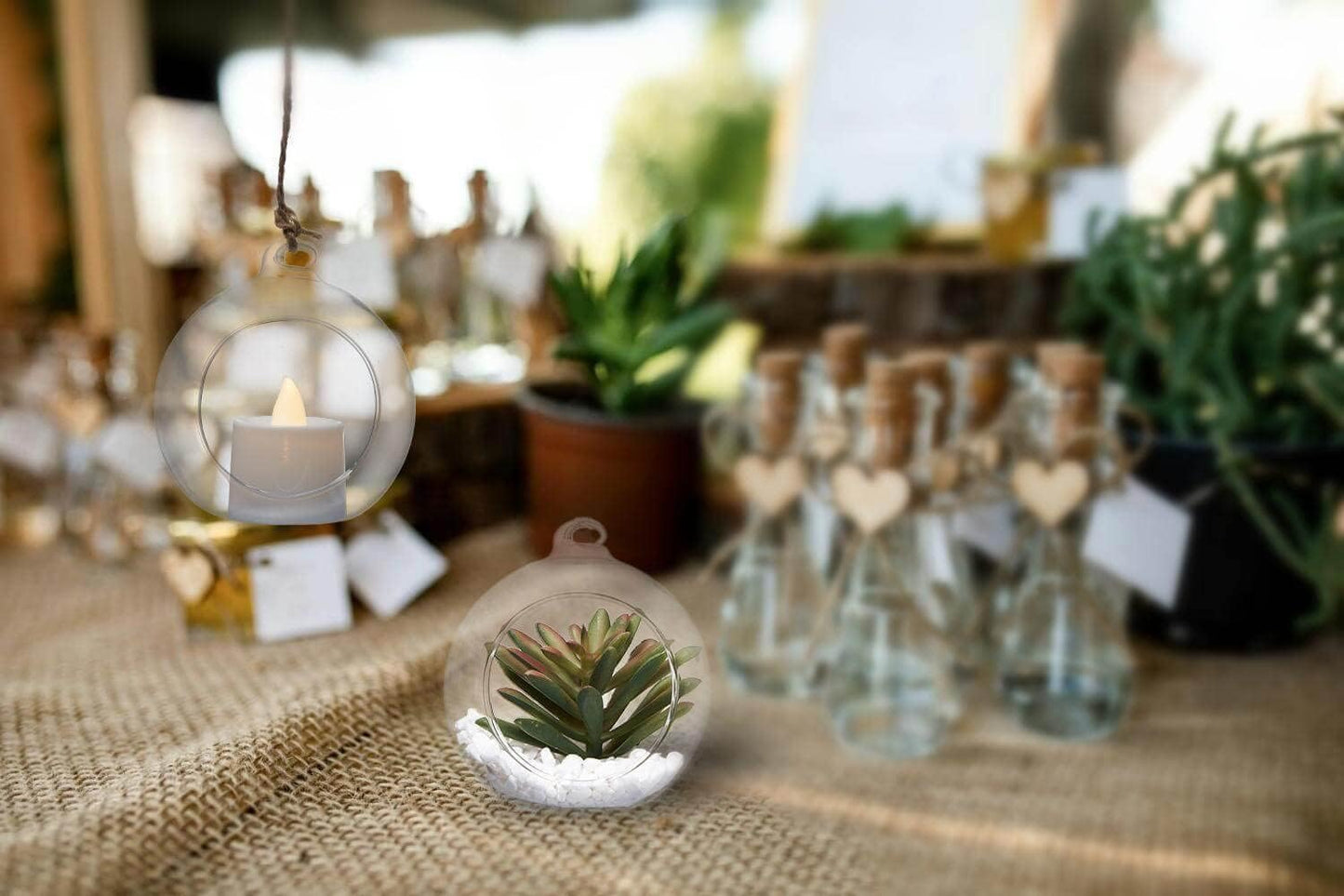 Hanging Glass Candle Holder, Globe Glass Tea Light Holder, Hanging Glass Vase, Flower Plants Terrarium, Glass Orbs Container, Micro Landscape DIY for Home, Office, Wedding (3.15" 6Pcs)