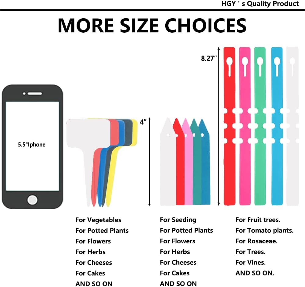 100 Pcs Waterproof Black Durable Plastic Plant Outdoor Garden Labels Nursery Markers T-Type Thick Tags Re-Usable for Vegetables Seedlings