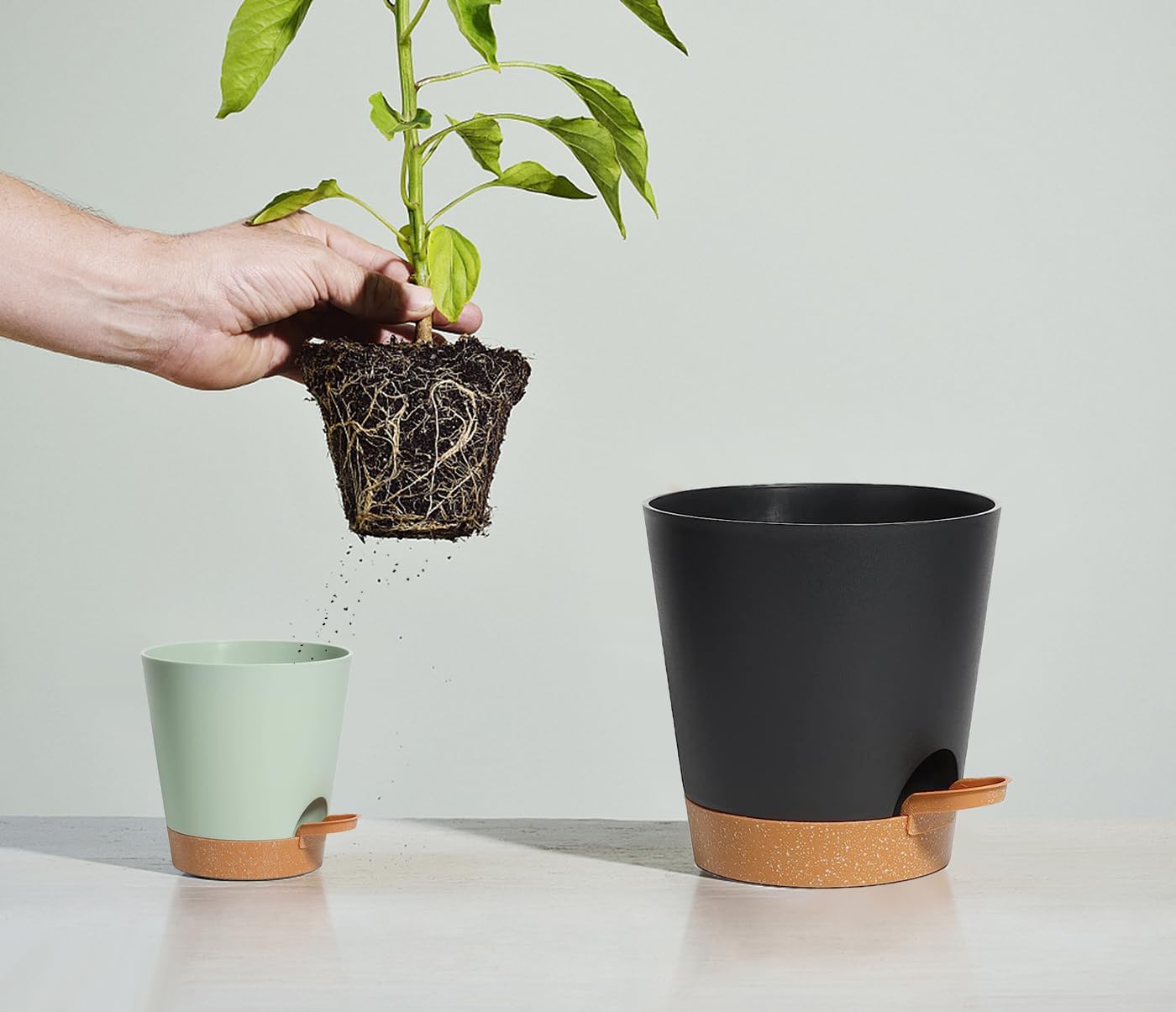 Self Watering Pots 7Pack Planting Pots for All Indoor Plants, Flower Planting Pots with Drainage Hole and Reservoir Black Plastic Succulent Planter Modern Decorations/Gift Idea