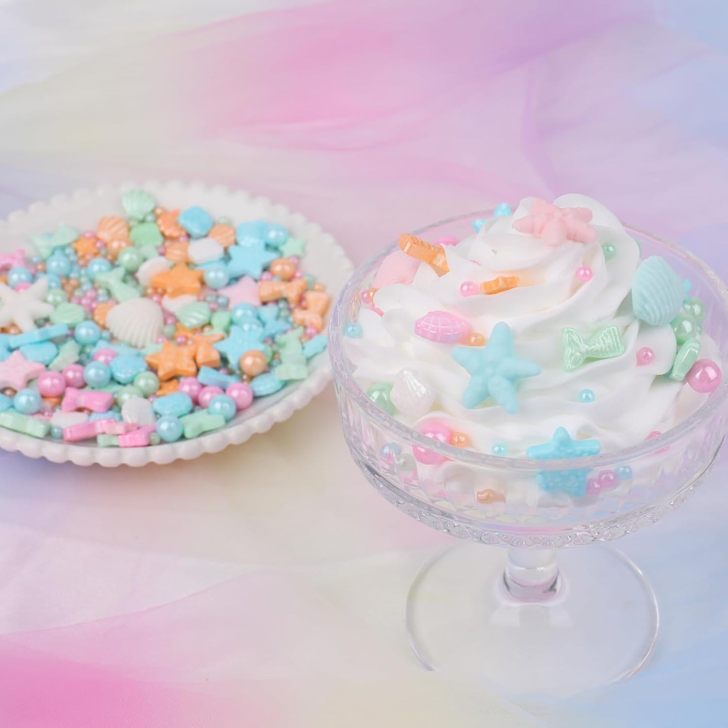 Mermaid Sprinkle, Pastel Sugar Edible for Cake Decorating, Mix Starfish, Shells, Fishes, Beaches and Ocean themes for Baking, Ice Cream, Cookies, Cupcake Topping