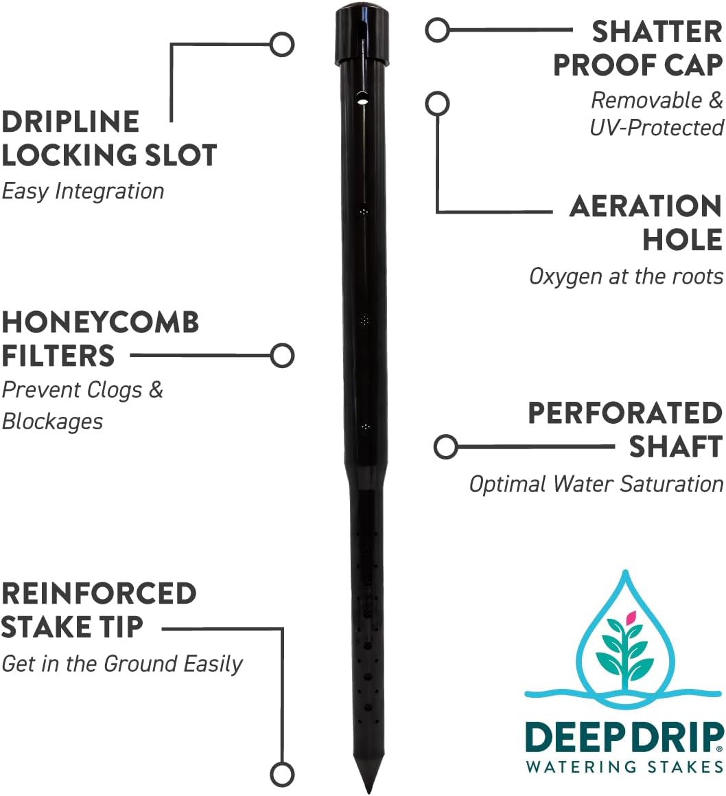24" DEEP DRIP Watering Stake (3 Pack) (Black), 24GKDD