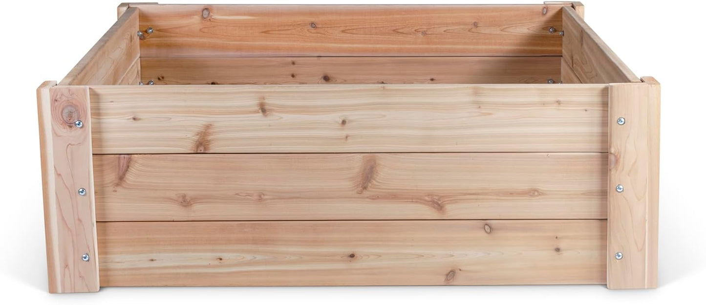 Infinite Cedar Premium Cedar Raised Garden Bed - 4' x 4' x 16.5" H - 1" Thick Wood