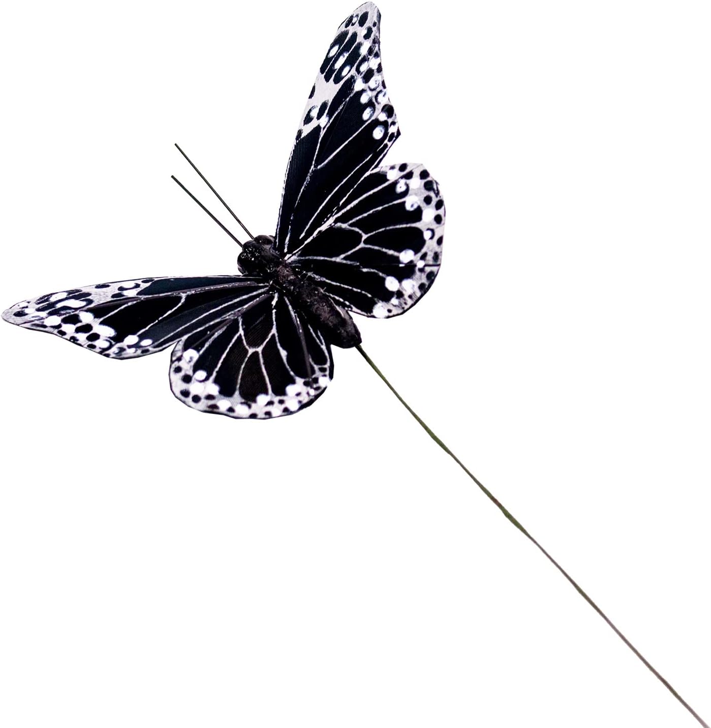 YCHTEWY- Feather Butterfly Decoration Set of 12 pcs Black Butterflies Party Decorations Halloween Decoration Home Decoration