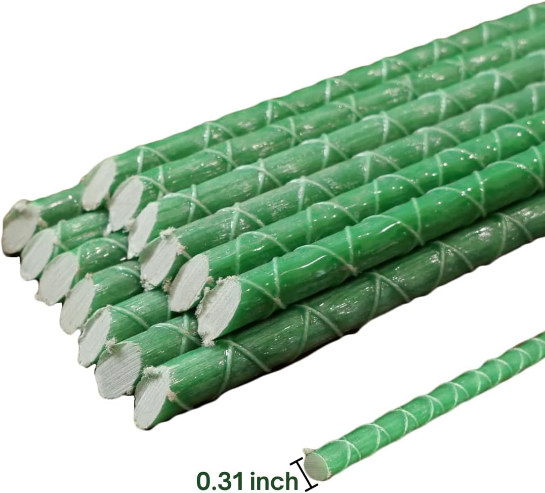 Fiberglass Eco Friendly Garden Stakes (Choose Height/Quantity) – Durable, Lightweight, Tomato, Tree, Strawberry, Plant, Support Fencing Stakes with Patterned Surface 5/16" Diameter (10, 4)