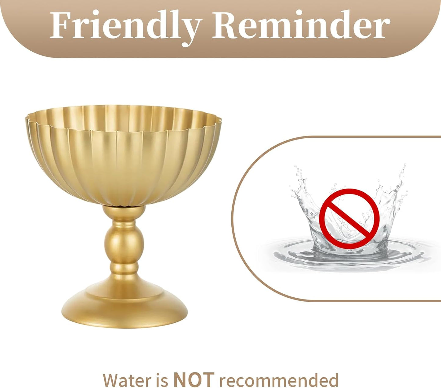 Sziqiqi Urn Vase for Wedding Centrepiece: 7.9in Gold Compote Bowl Vase Table Decorations - Floral Arrangement Pots Set of 10 - Metal Decorative Vases for Party Reception Dinner Table