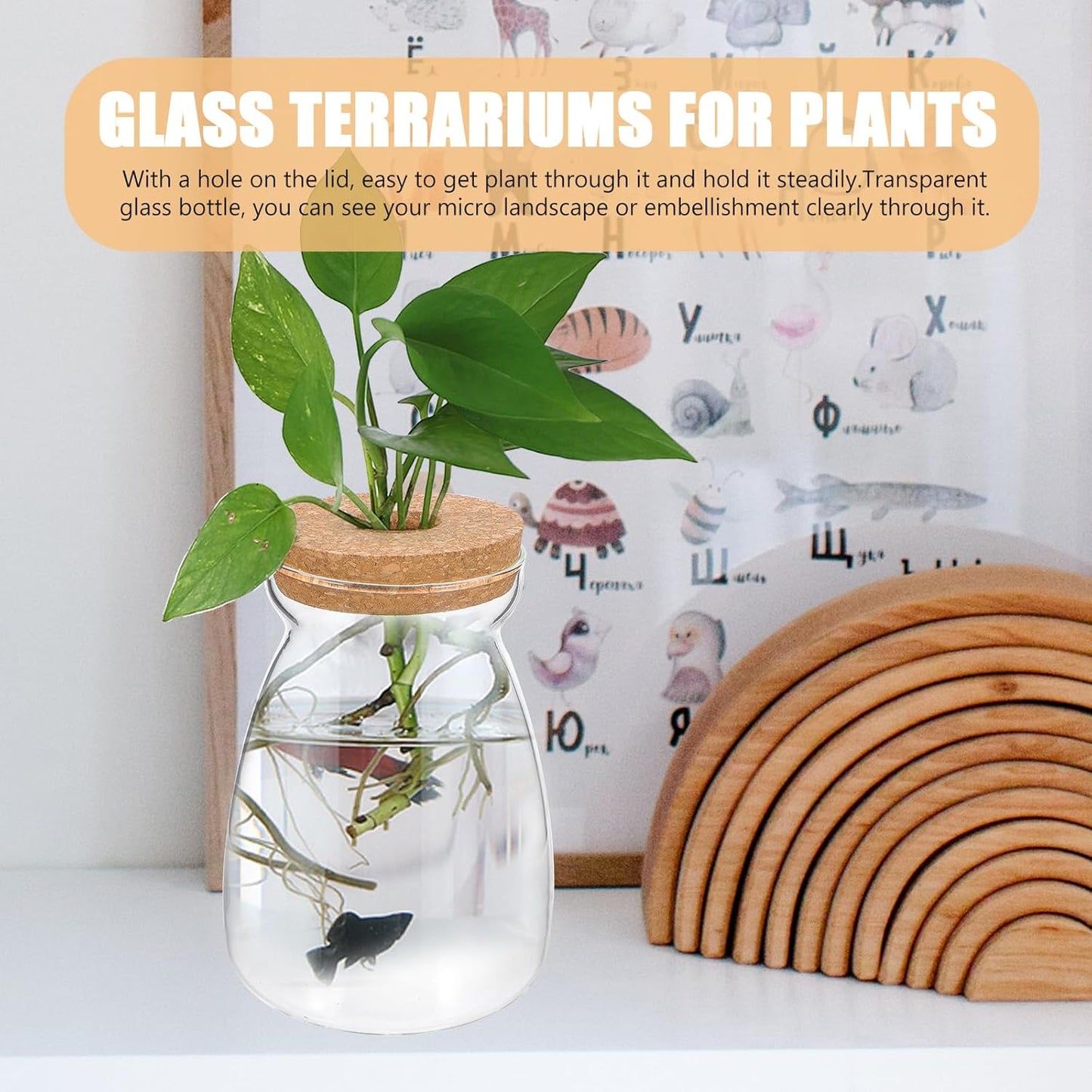 Glass Plant Jar -Plants Propagation Station - Micro Landscape Terrarium Container Desktop Plant Jar Hydroponic Vases Gardening for Plant Lovers(Size L)