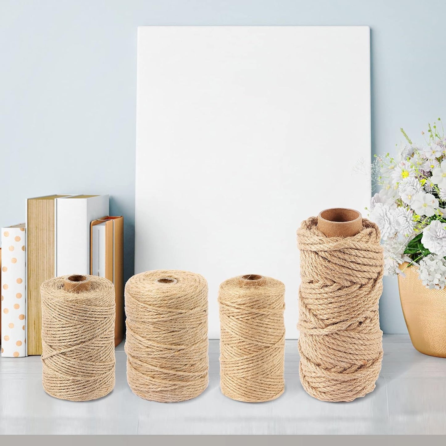 Natural Jute Twine Rope (1.5mm/2mm/3mm/6mm) Durable String for Handmde Crafts,Gardening Applications,Home Gardening,Cat Scratching Post,Gift Packaging... (1.5mm*328ft)