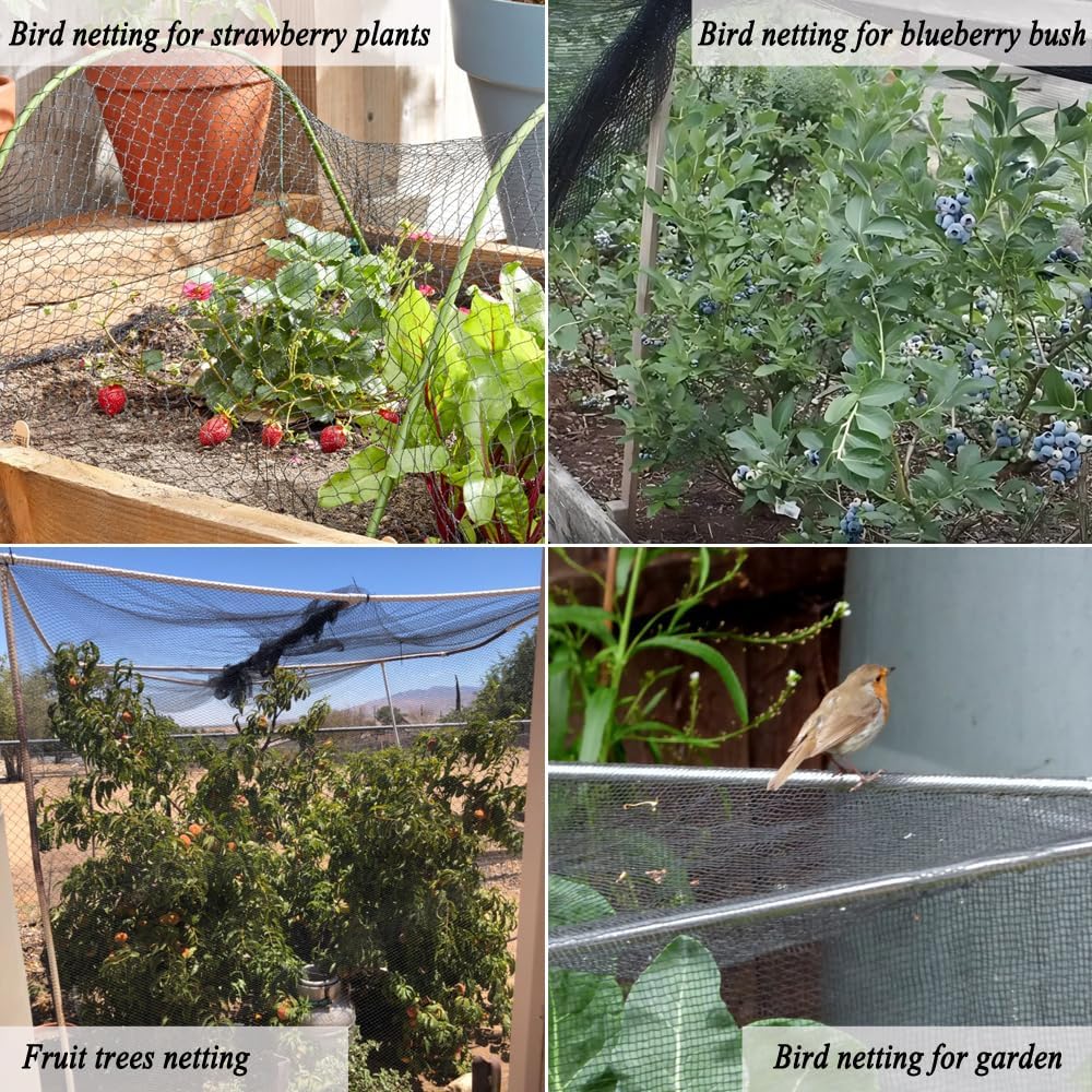 Junflying Bird Netting for Chicken Coop, 1 Inch Mesh 25x50 Ft Strong Woven Poultry Netting for Chicken Run Roof Cover, Against Bird Hawk Small Animals, Protect Strawberry Plant Fruit Tree Vegetable