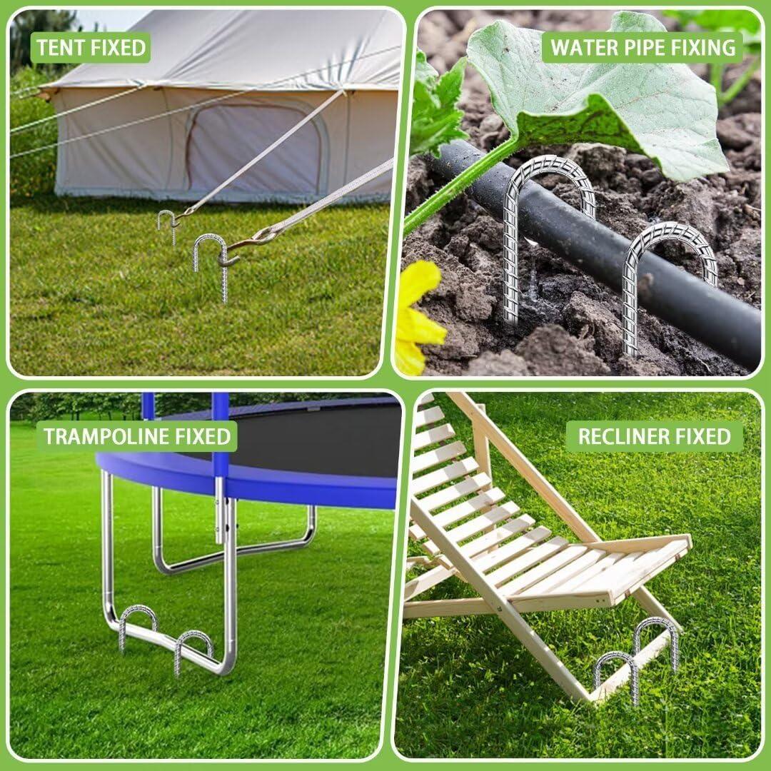 J-Hook-Rebar-Stakes-12-Inch-16-Pack, Ground Stakes Heavy Duty for High Winds Galvanized Anti-Rust Metal Stakes for Ground Heavy Duty Ground Anchors for Garden Dog Fence Chicken Coop Water Pipe