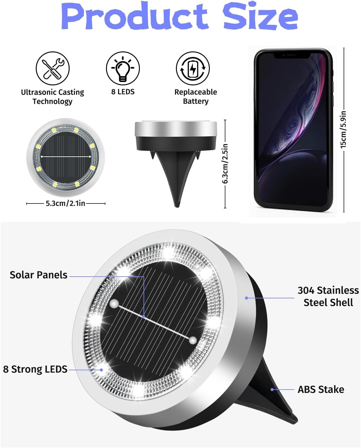 Mini Solar Ground Lights 16 Pack Outdoor IP65 Waterproof Solar Flat Garden Light Solor Powered Disc Pathway Lights for Outside Walkway Yard Landscape Patio Lawn Driveway-Cool White