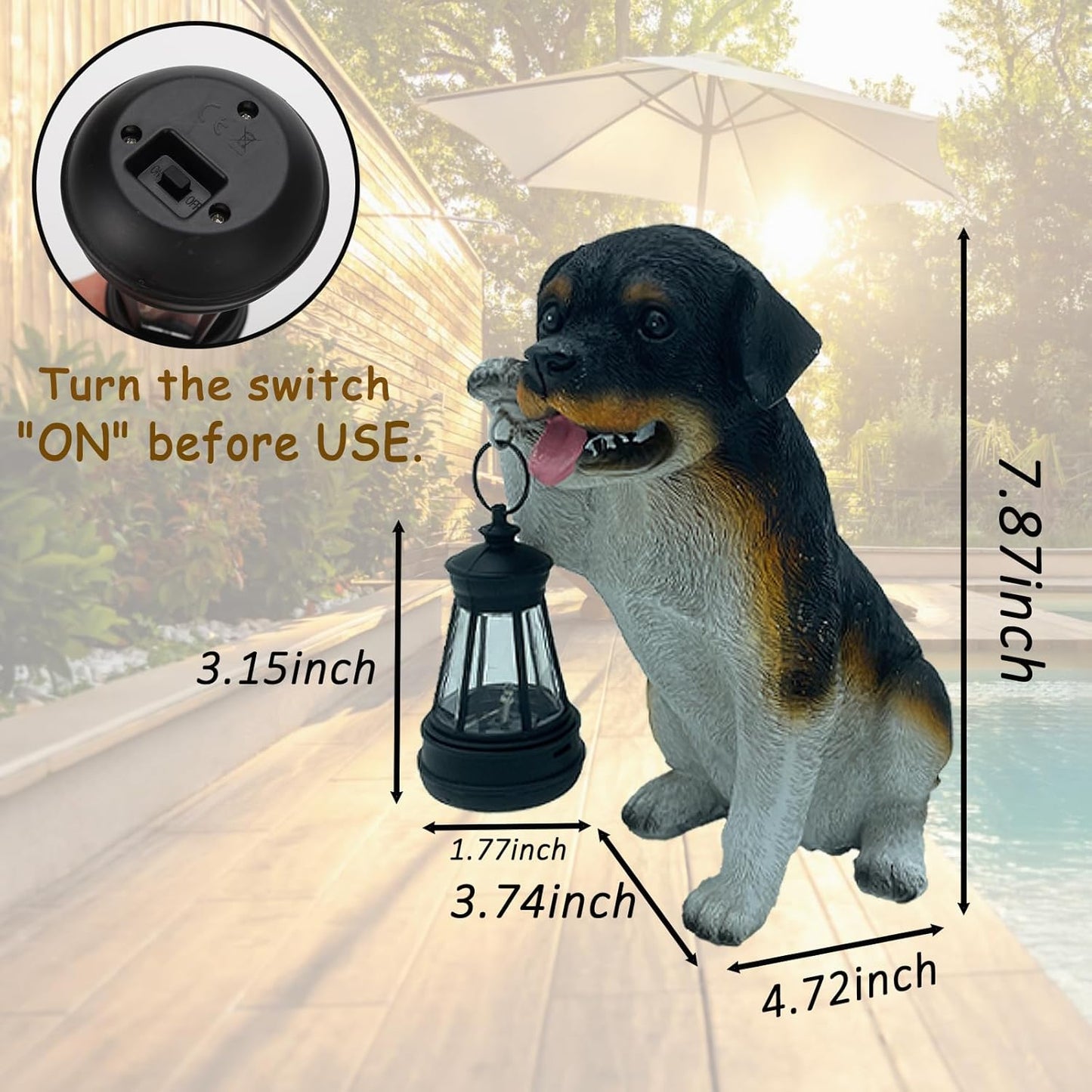 Solar Garden Statues Dog Figurine with LED Light Lantern Outdoor Art Decor for Patio Lawn Yard Housewarming Home Ornaments Gifts for Dog Lovers Mom Grandma Women