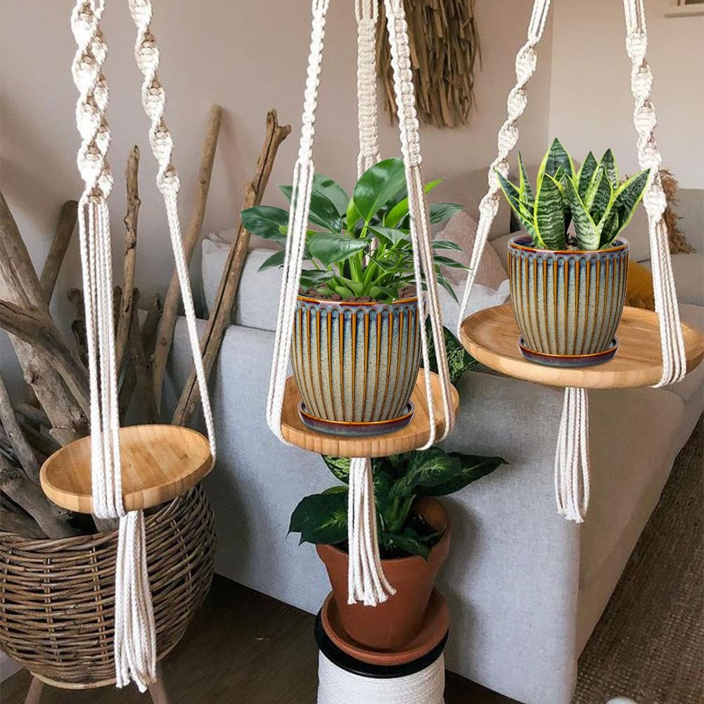 Oairse Ceramic Pots for Indoor Plants, 5.7 inch Pots for Plants Set of 2 Brown Planters with Drainage Holes and Saucers Texture Ceramic Planters Indoor Outdoor for Succulent