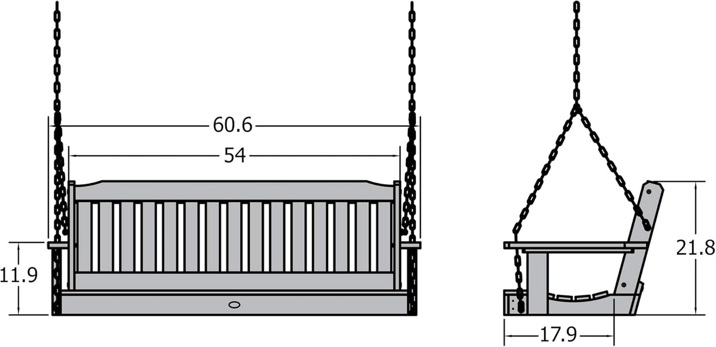 Highwood AD-PORL1-WAE Lehigh Porch Swing, 5 Feet, Whitewash