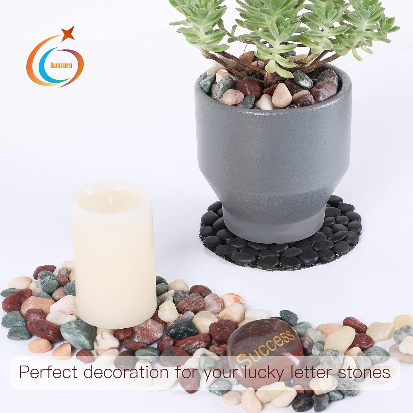 11lbs Natural River Rocks, Polished Pebbles for Plants Garden, 0.3-0.8 inch Decorative Countryside Stones, Ideal for Fish Tank, Vases, Home Decor and Garden Landscaping,Countryside