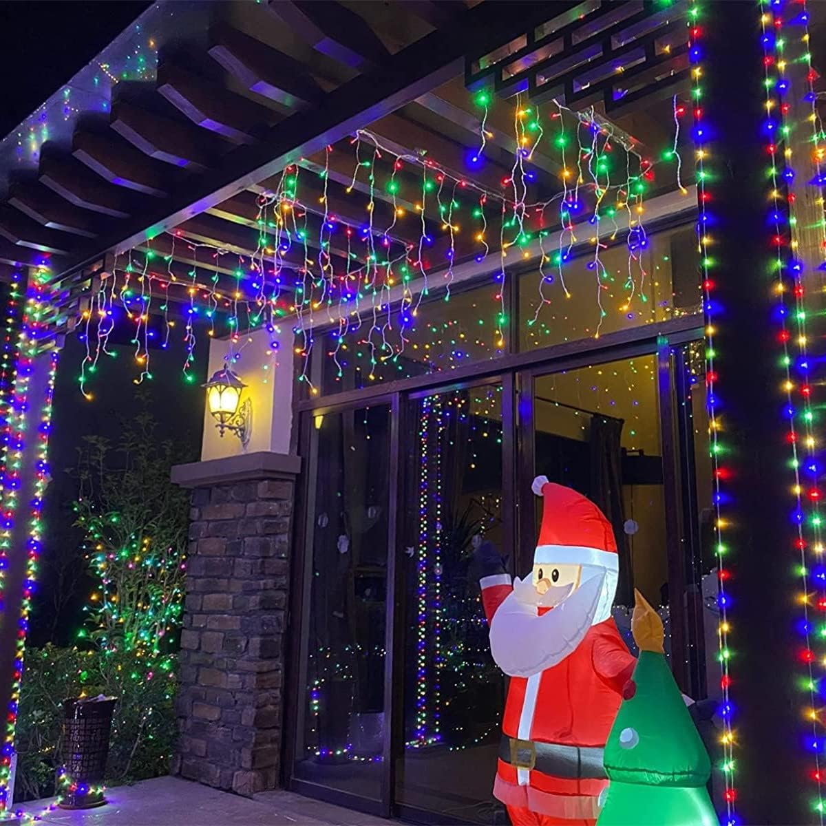 QITONG 4 Pack Multicolor Solar Fairy Lights Outdoor Waterproof, Each 33ft 100 LED Christmas String Lights, 8 Modes Silver Wire Mini Twinkle Lights