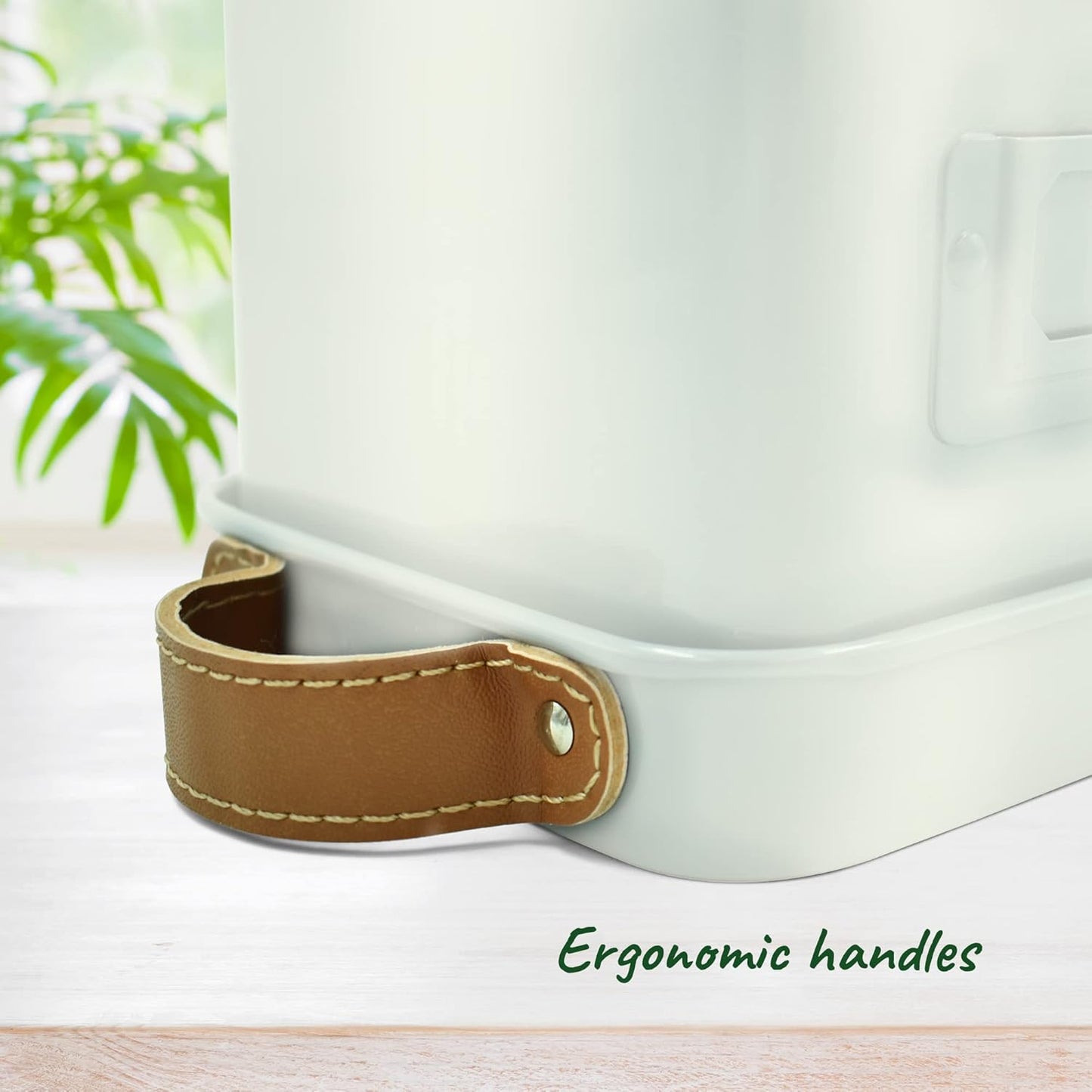 Herb Planter Indoor - Set of 3 Warmstone Indoor Herb Garden Pots for Plants with Leather Handled Tray - Window Sill Plant Shelf - Herb Pots with Drainage Holes and Labels