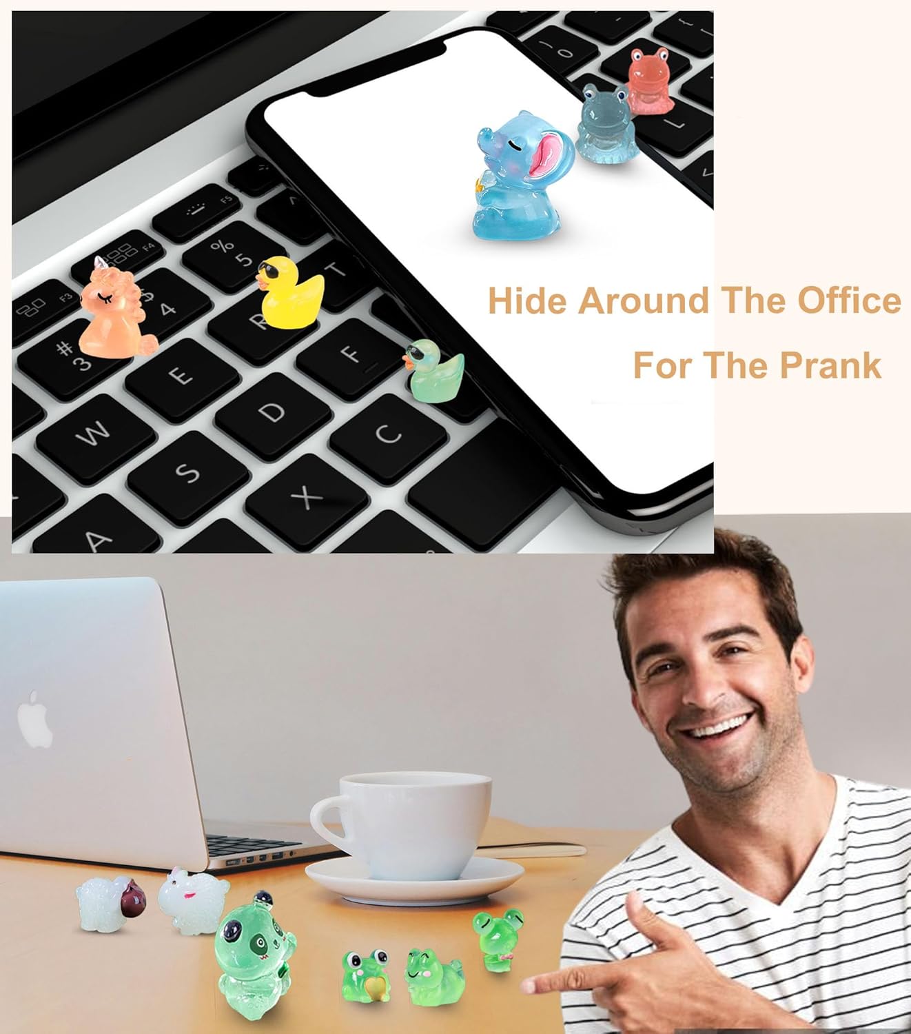 100 Pcs Luminous Mini Resin Animals Tiny Resin Animals Bulk, Glow in The Dark to Hide Around The Office Home, for Garden Miniatures Fairy Garden Accessories Crafts Micro Landscape Decor