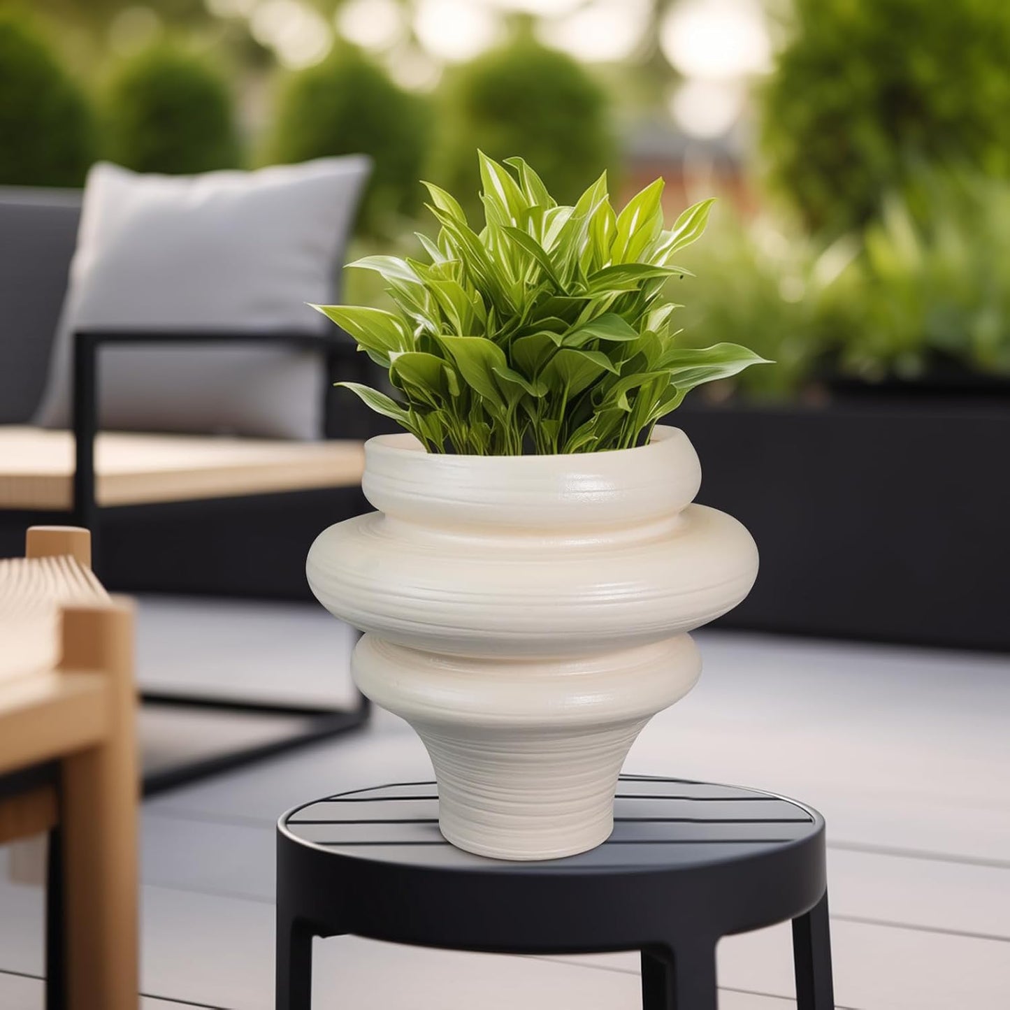 Ceramic Bonsai Planters 11 Inch - Pots for Plants Indoor Outdoor, Plant Pot with Drainage Hole, Decorative Flower Pot for Home Garden Patio Office, Gift for Men Women, White