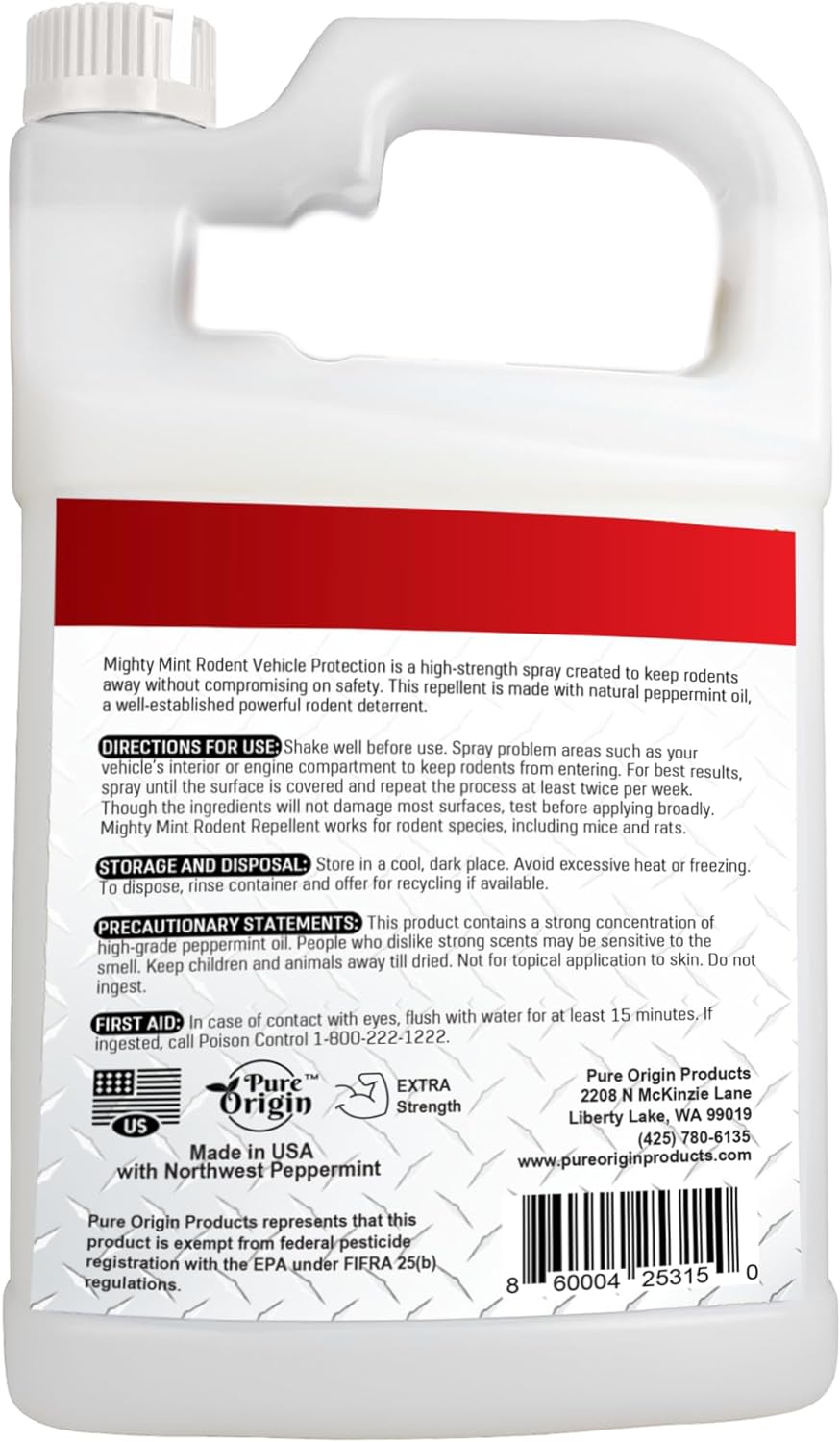 Mighty Mint Gallon (128 oz) Rodent Repellent Spray for Vehicle Engines and Interiors - Cars, Trucks, RVs, & Boats