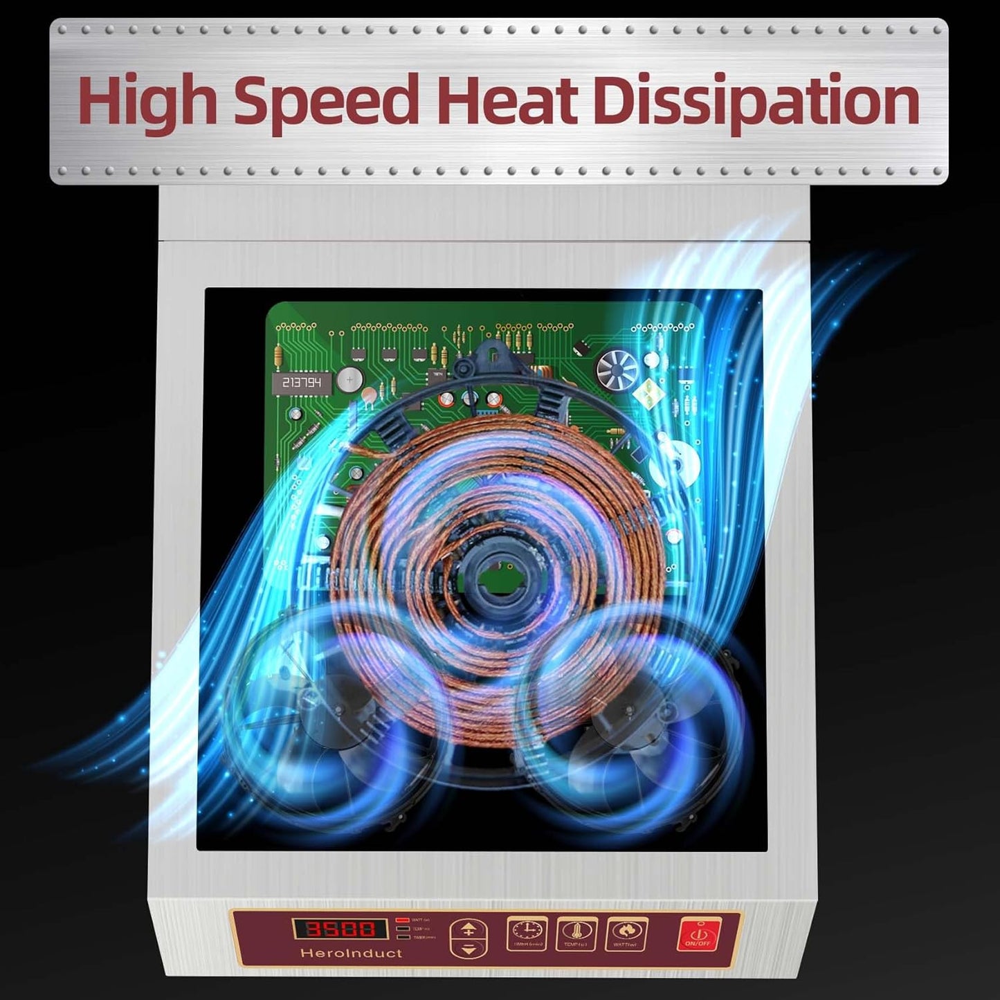 Induction Cooktop 208-240V 3500W Commercial Range Induction Burner Dual IGBT Modules 8 Heating Level Sensor Push-Button Premium Stainless Steel Housing Crystal Glass Electric Cooktop(Red)