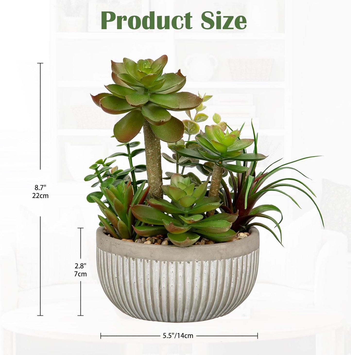 DILATATA Small Faux Plant Assorted Fake Succulents Plants Faux Succulents Arrangement Cement Potted Desk Plants Small Fake Plants for Home Table Office Bathroom Shelf Living Room Decor