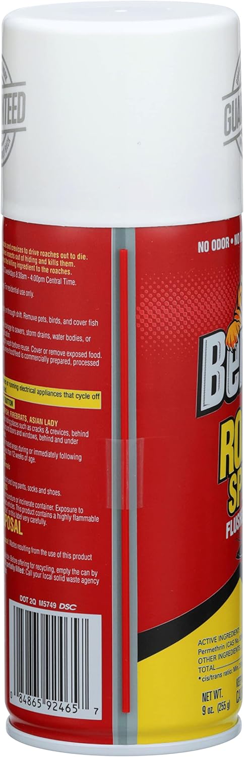 Bengal Roach Spray, Odorless Stain-Free Dry Spray, 2-Count, 9 Oz. Aerosol Cans