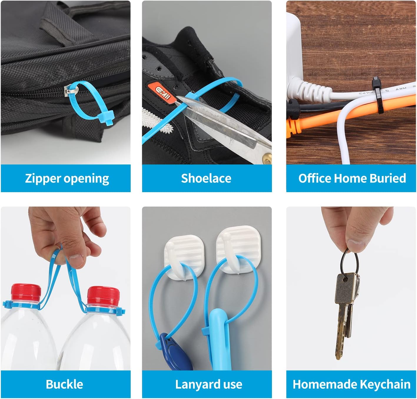 XINGO 100PCS Cable Zip Ties Heavy Duty, Premium Nylon Plastic Wire Ties with 50 Pounds Tensile Strength, Self-Locking Black Nylon Zip Ties for Indoor and Outdoor (14 inch, Blue)