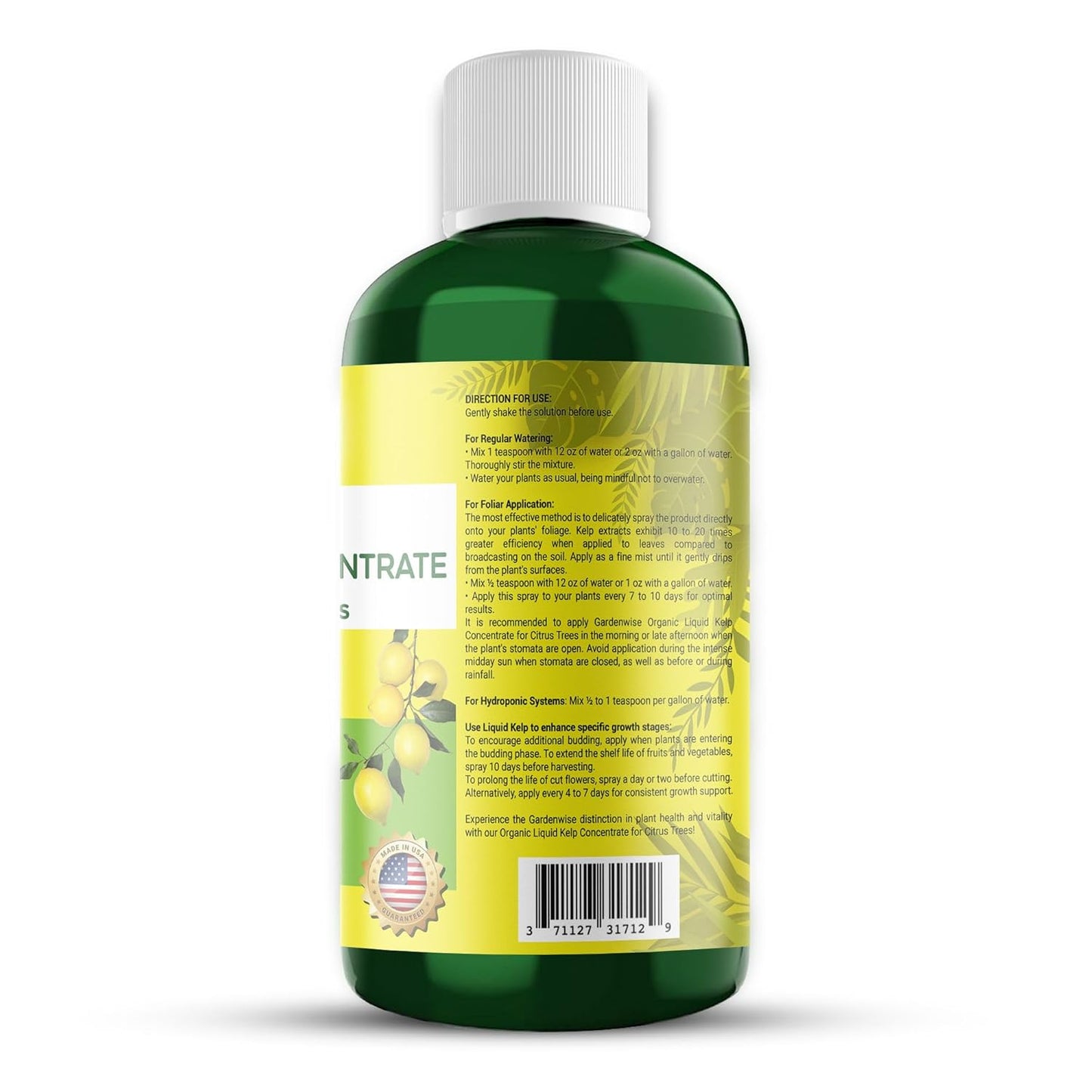 Organic Premium Kelp Seaweed Fertilizer: All-in-One Citrus Tree Fertilizer for Meyer Lemon, Lime, and Other Fruiting Trees - Liquid Plant Food for Potted & Outdoor Citrus Trees (16 OZ)