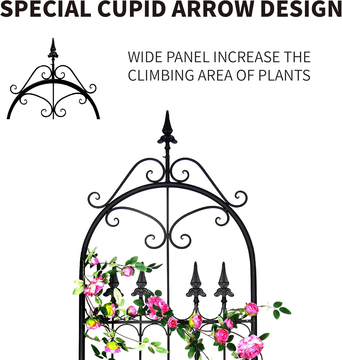 Garden Trellises 86” x 21.7” for Climbing Plants 7.2FT Metal Iron Wire Vine Flower Trellis Perfect for Supporting Climbing Plants Outdoor, Roses, Vines, Flowers, and Vegetables
