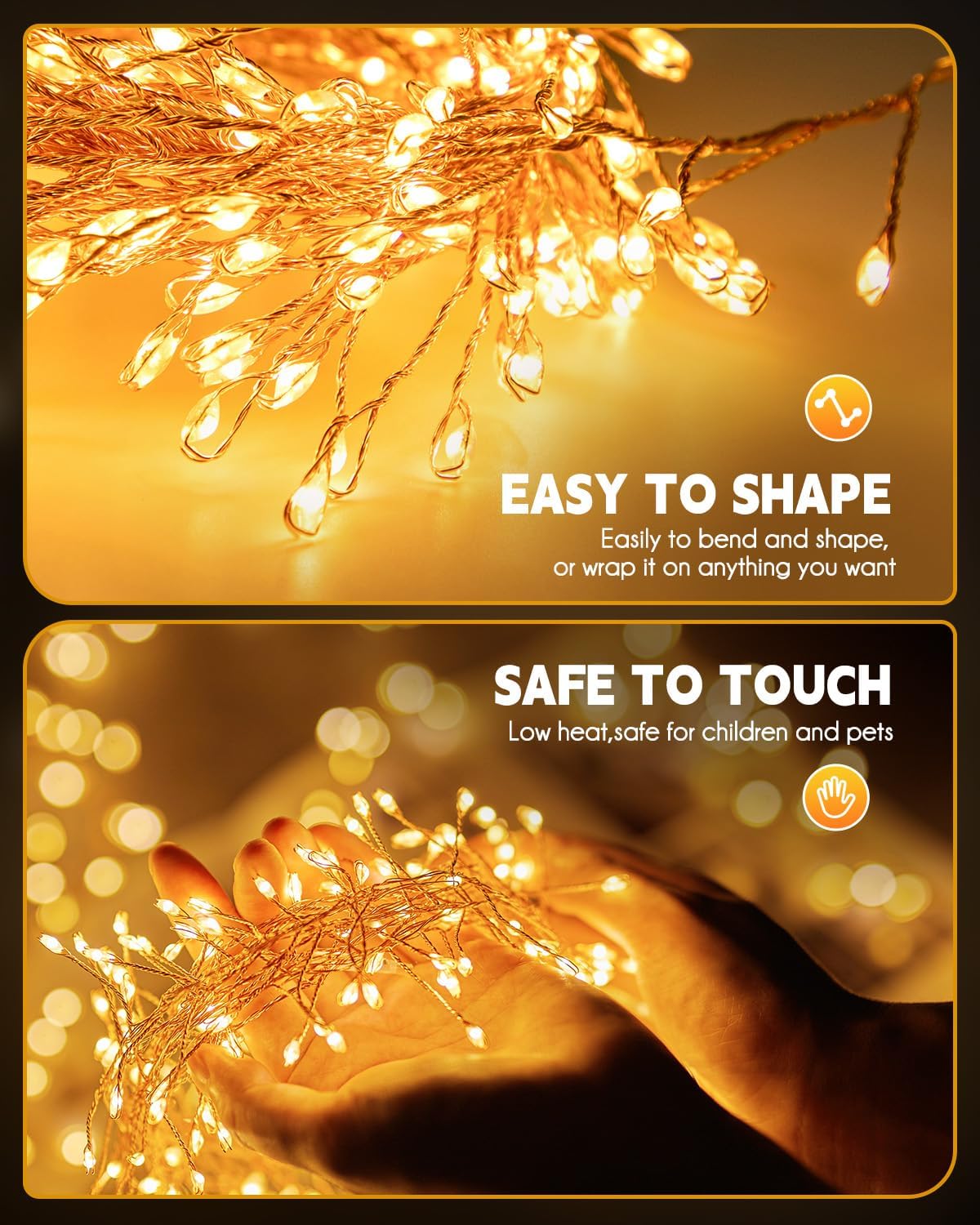 Brightown Solar String Lights for Outside, 19.6Ft 240 LED Solar String Lights Outdoor Waterproof, Solar Fairy Lights with 8 Modes for Patio Party Garden Yard Home, Warm White