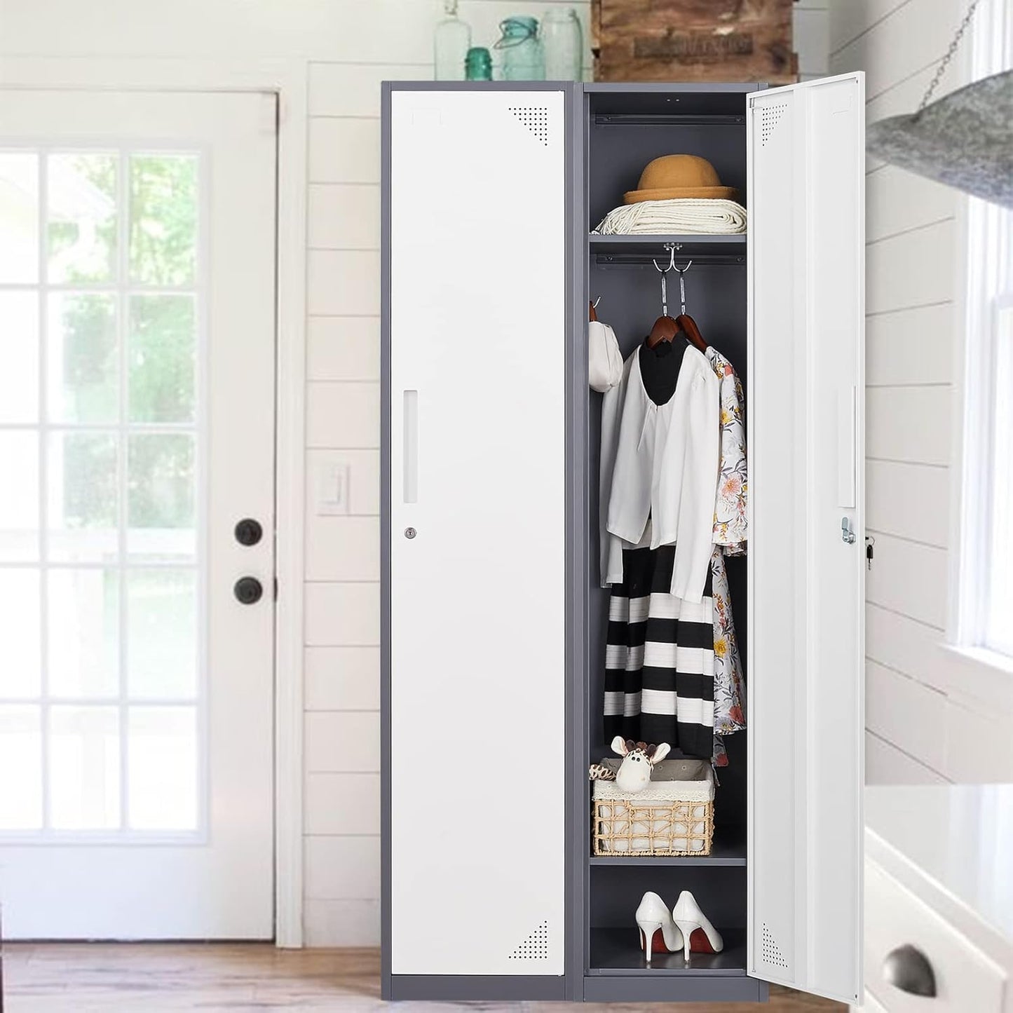 SISESOL Metal Lockers for Employees Steel Locker Large School Locker Metal Wall Locker Office Employee Lock Box 71" Steel Storage Cabinet Storage Locker Cabinet for Home Gym Office School Garage