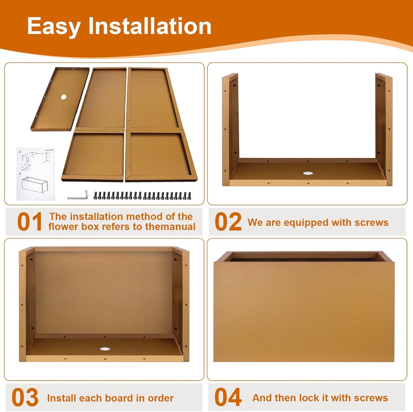 Corten Steel Planter Box 32"x16"x16", Metal Planter Spliced Flower Pot with Partitions, Outdoor & Indoor Large Rectangular Planter Box for Porch, Patio, Garden, Commercial Décor