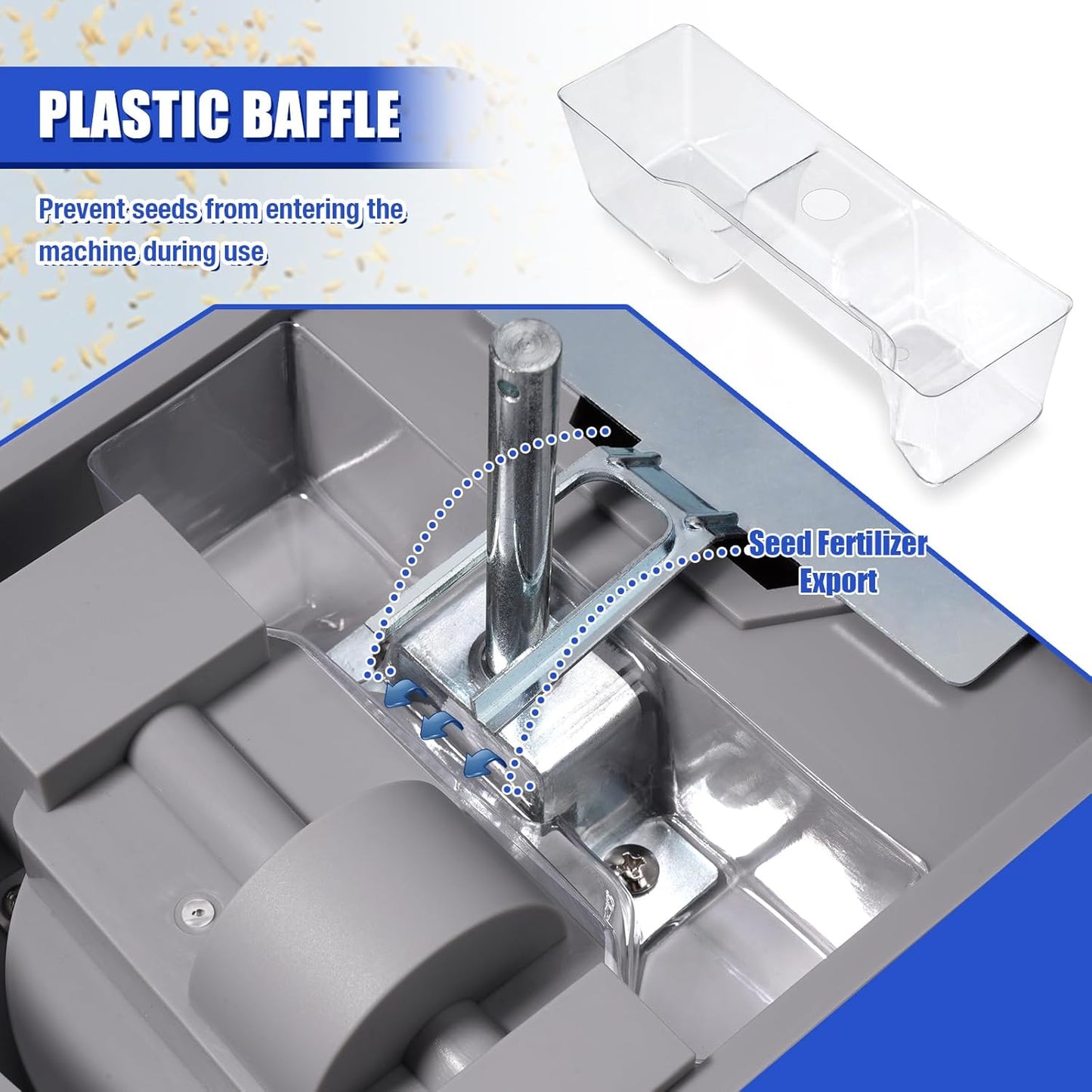 Zipcase 25lb Bag Seed Spreader with Waterproof Bag, Rare Baffle and Accurate Gears, Handheld Grass Seed Spreaders for Lawns, Blue