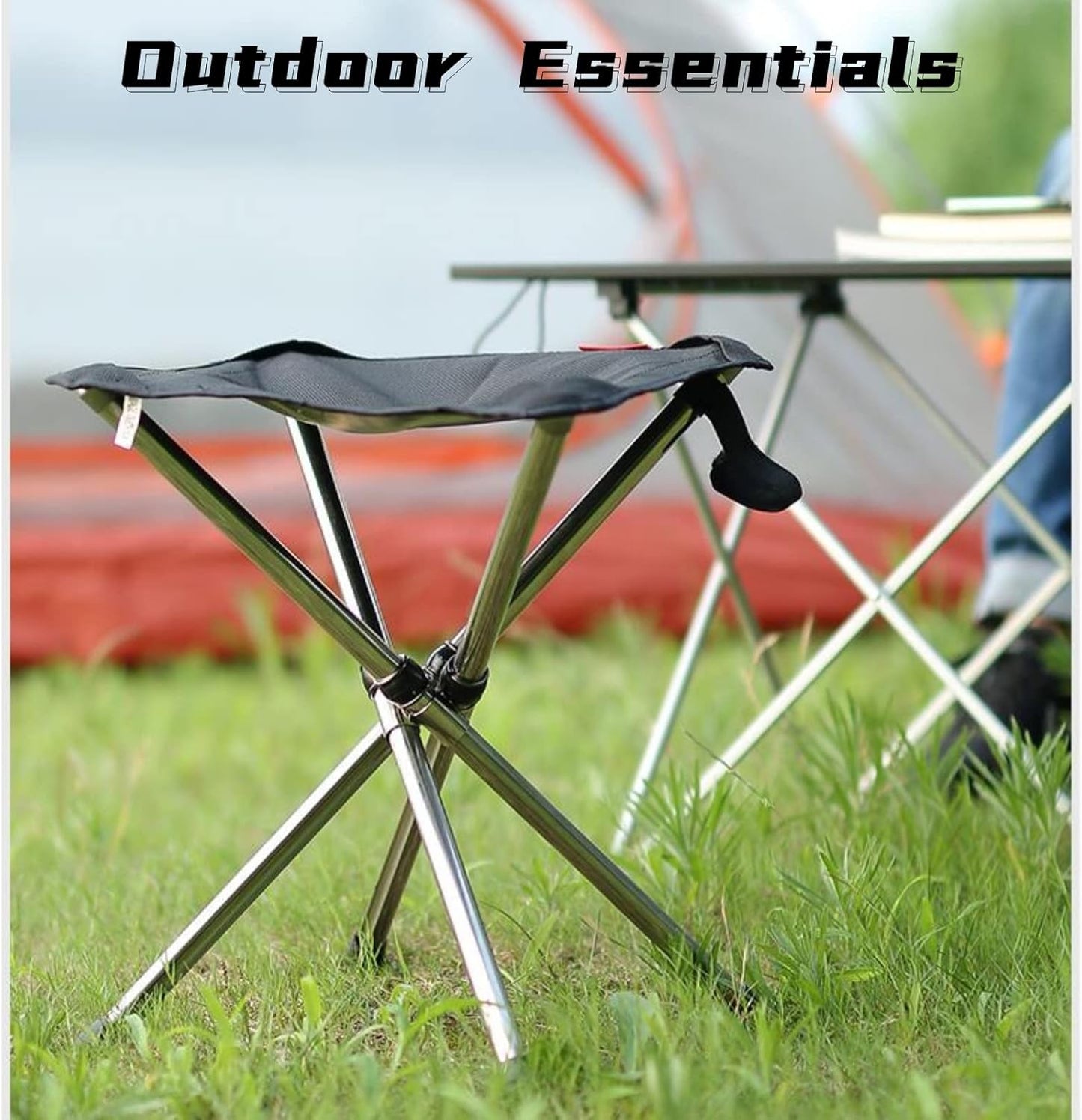 Ultra-Lightweight Stainless Steel Folding Camping Stool - Compact Portable Backpacking Stool with Carry Bag Supports 240 lbs 12.6” Folded Size for Hiking Travel Outdoor Events