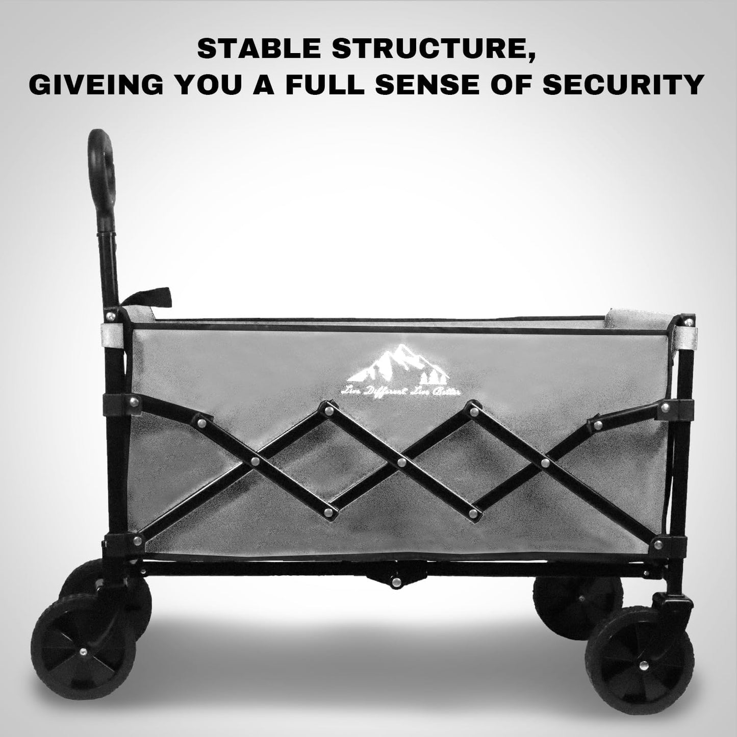 Collapsible Wagon 352LBS Capacity, Foldable Large Carts, Heavy Duty Outdoor Folding Cart with All-Terrain Wheels, Utility Garden Beach Wagon with Storage Bag Green