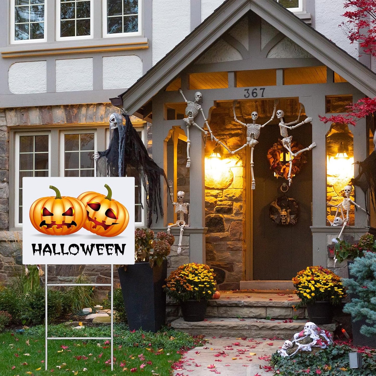 12 Pcs H Stakes for Yard Signs 16.5'' x 7'' Heavy Duty Metal H Frame Wire Stakes Weatherproof Metal Holder for 4mm 5mm Corrugated Signs Guidepost Yard Halloween Decoration