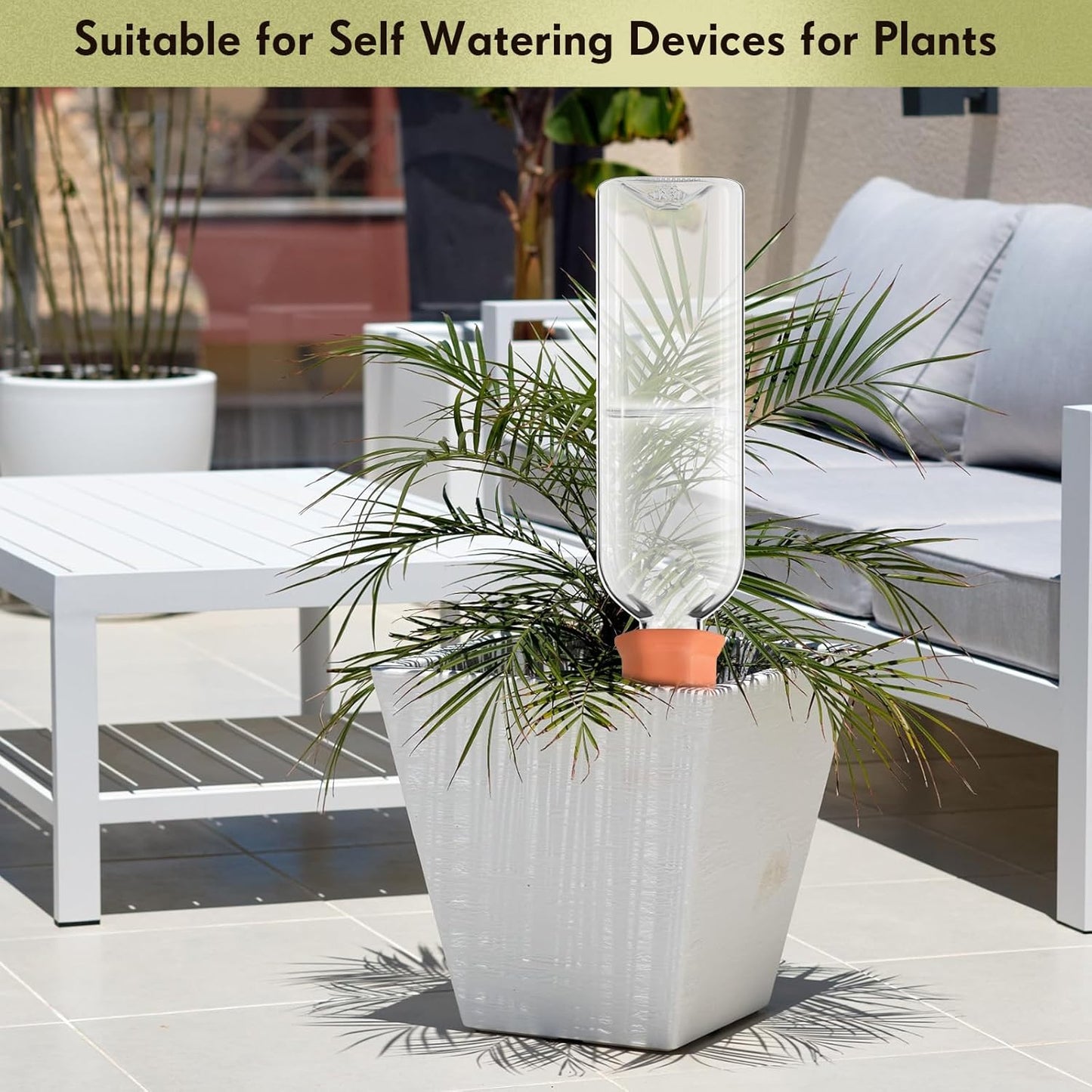 Dandat 8 Pcs 34oz Plant Watering Devices Include Terracotta Self Watering Spikes with 1000ml Plastic Bottles Slow Release Vacation Insert Automatic Plant Waterer Self Water Planter for Garden