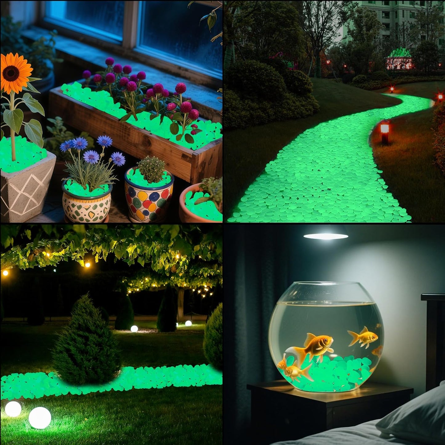 0.7LB 25-27mm Glow in Dark Pebbles Glowing Rocks for Garden Outdoor Green Fish Tank Rocks Aquarium Rocks Glowing Rocks Outdoor for Driveway Walkway,Green