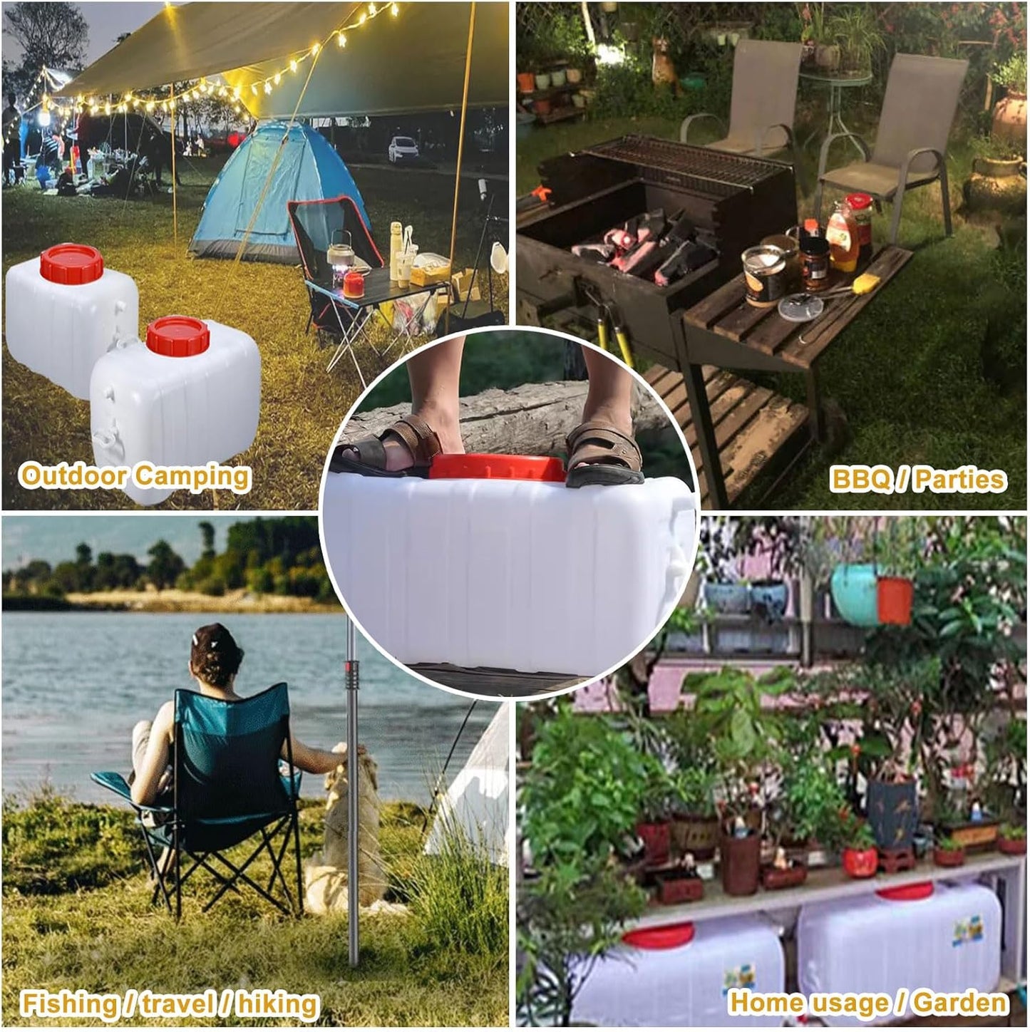 Large Water Storage Tank BPA Free Water Jug Container with Spigot, Portable Food Grade Plastic with Wide Opening for Outdoor Camping Hiking RV Emergency(Size:35L/9Gallon,Color:White)