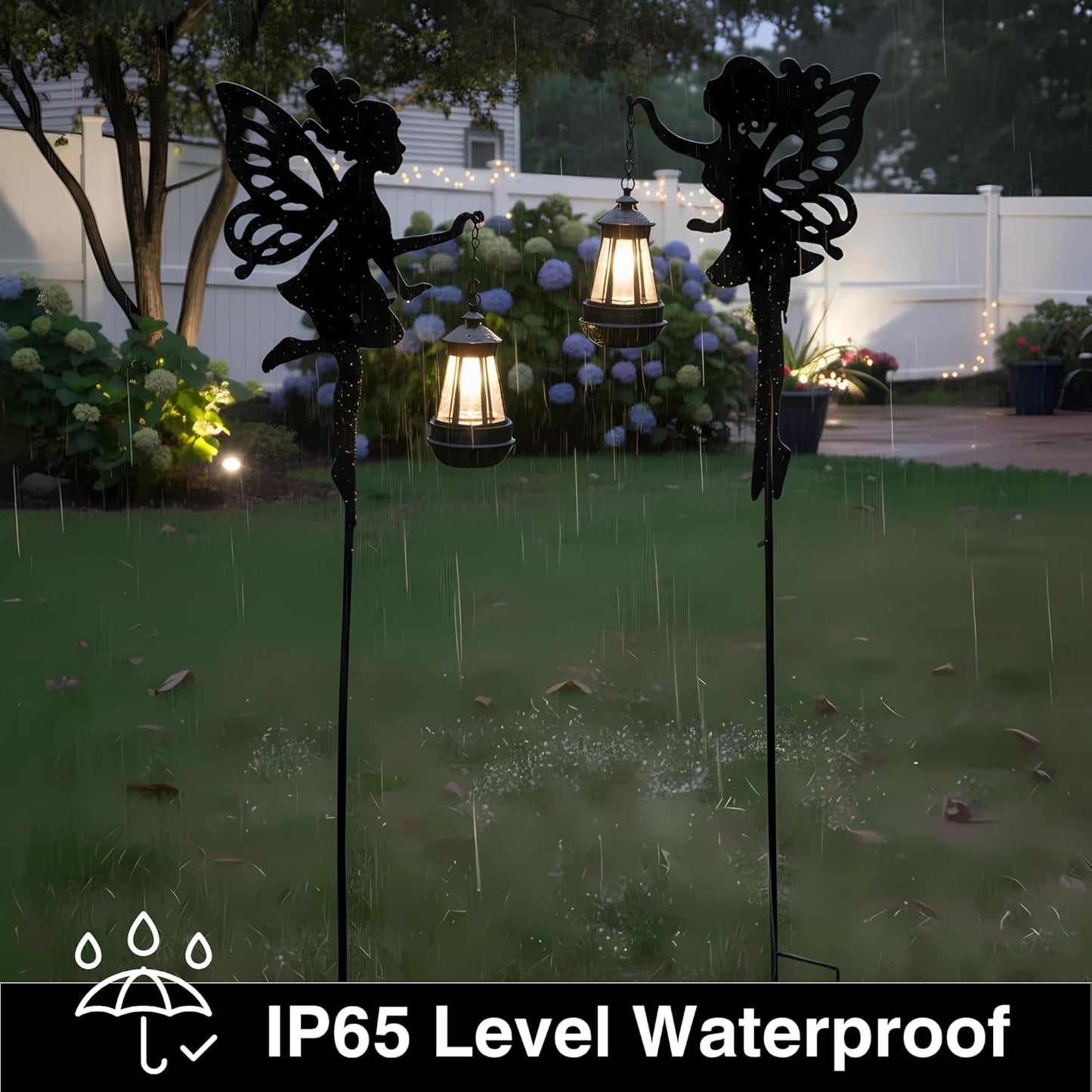 Fairy Garden Accessories Lawn Ornaments 1 Pair - Solar Lights Halloween Decorations Outdoor Garden Statue, Metal Stakes Decorative Figurines for Yard Decor, Patio (Type A Warm Lighting)