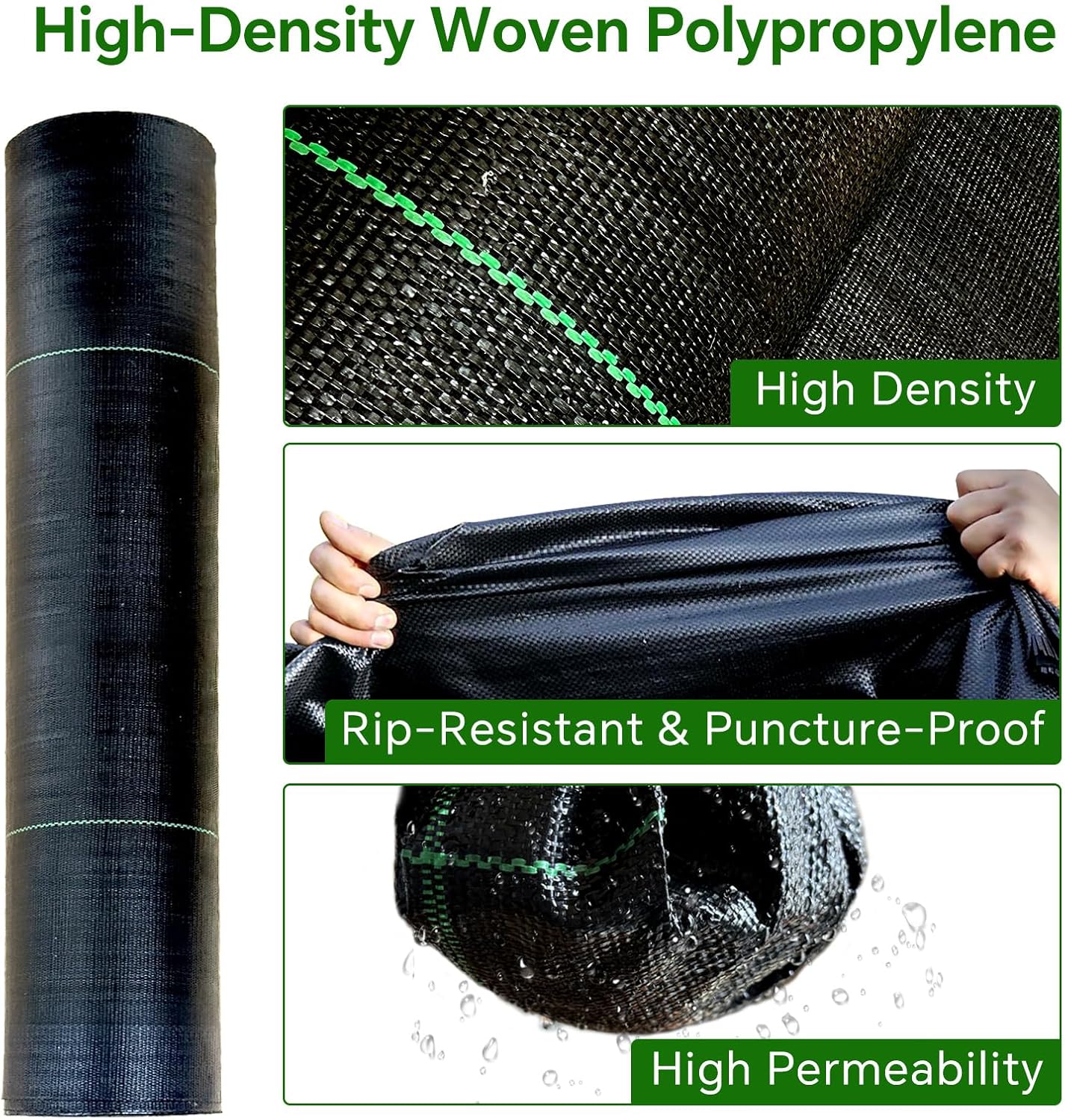 Weed Barrier Landscape Fabric Heavy Duty,3.2 OZ Premium Garden Weed Blocker Fabric for Weed Control, Plastic Ground Cover with Woven Weed Cloth,Durable Landscaping Fabric (2.8 X 200FT)