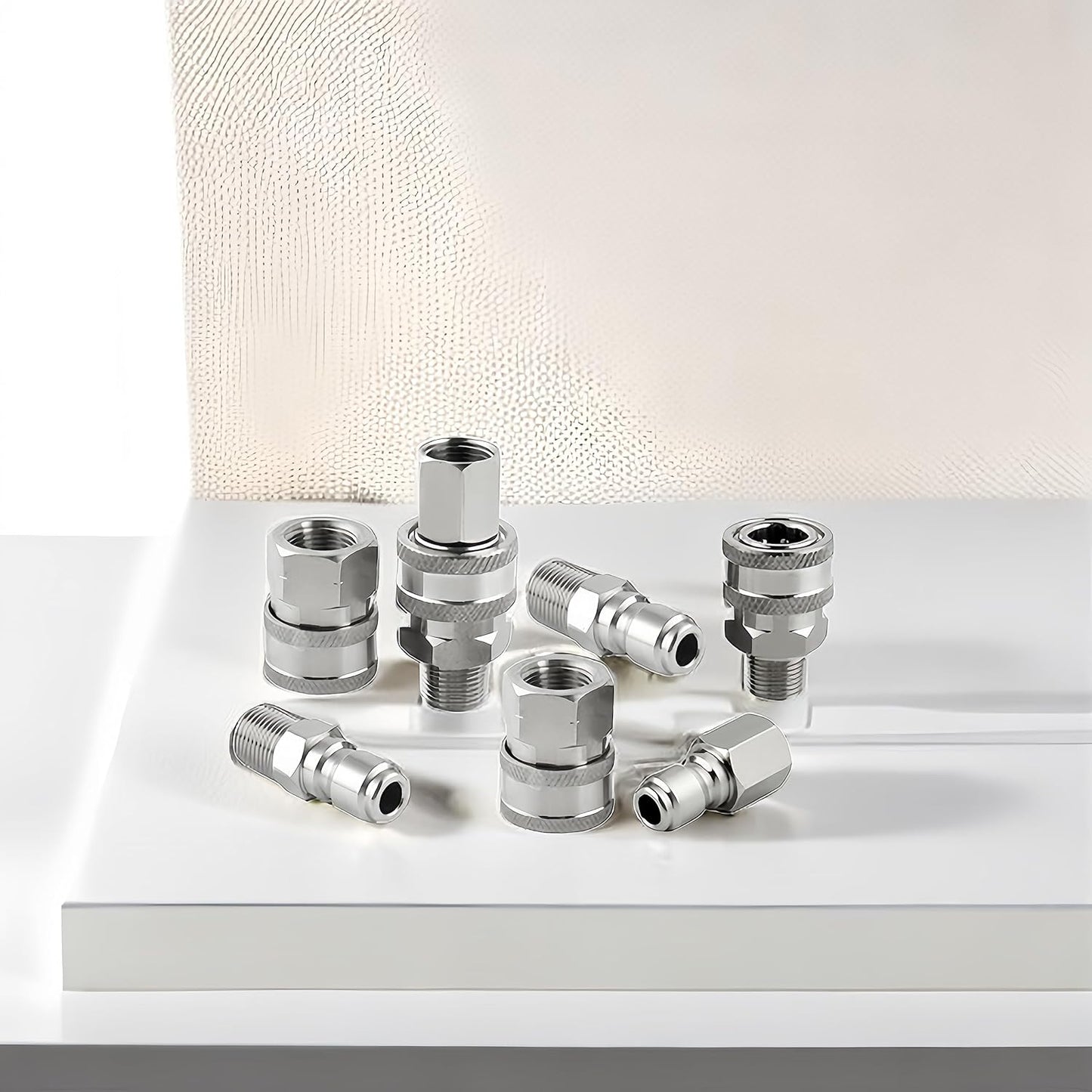 Pressure Washer Quick Connect 3/8 Inch, Pressure Washer Fittings, Stainless Steel Adapter Set, Female and Male Thread, 8 Pieces